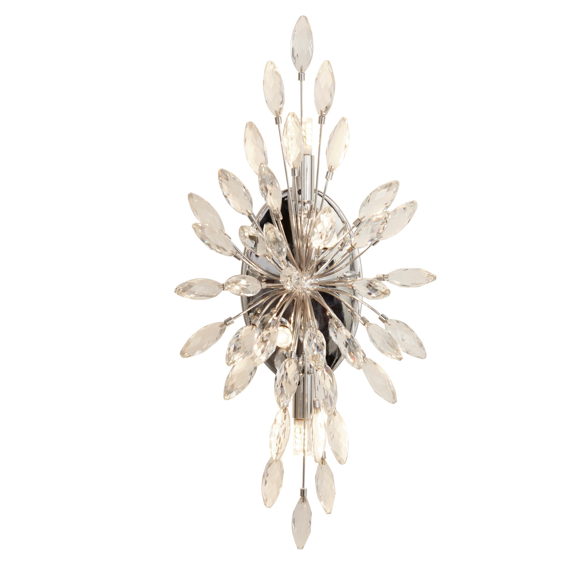 Peacock Wall Light - Chrome Metal & Crystal