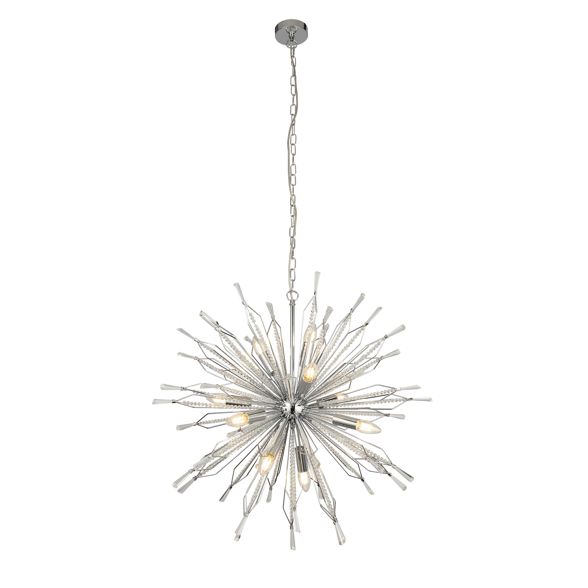 Starburst Ceiling Pendant - Chrome & Glass 10