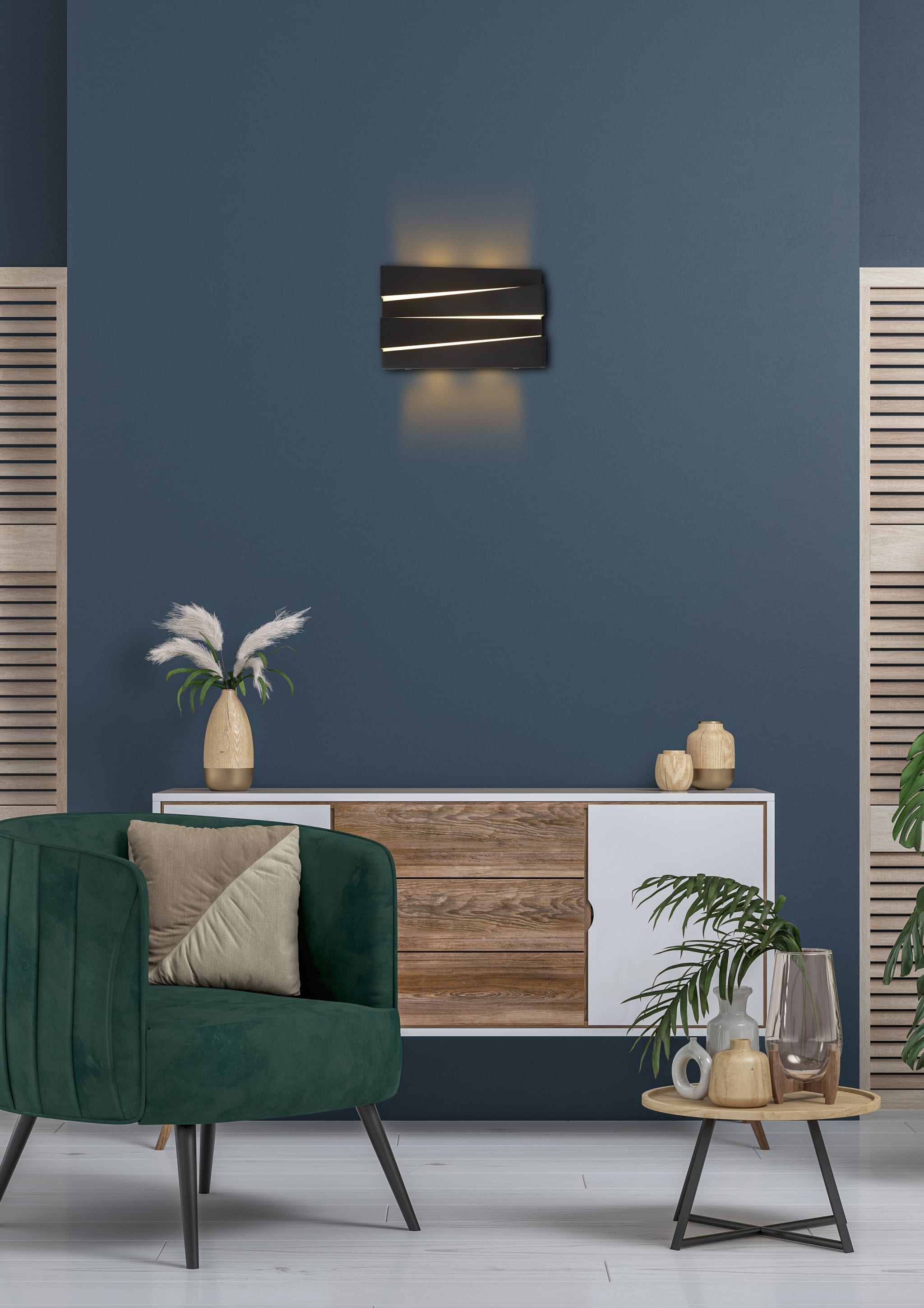 Section LED Wall Light, Sand Black Metal