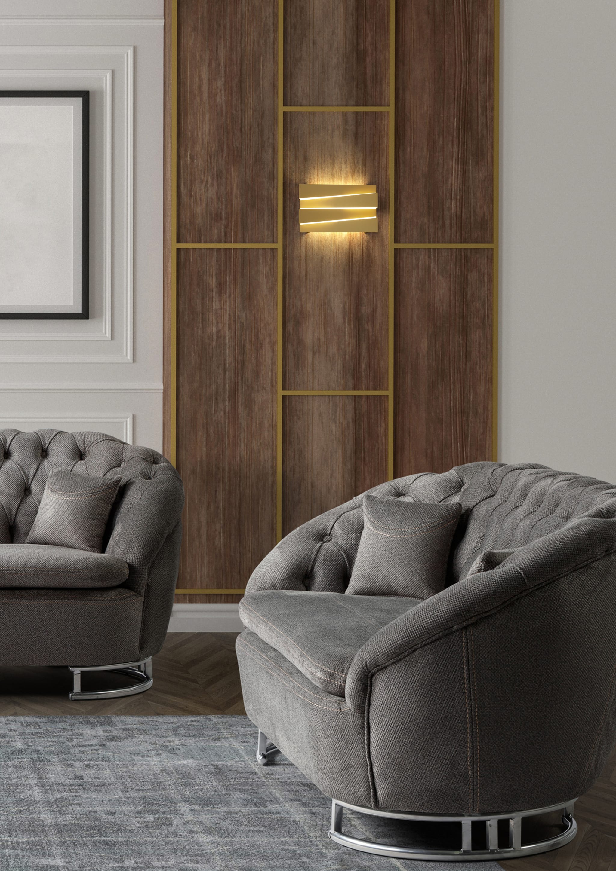 Section LED Wall Light, Sand Gold Metal