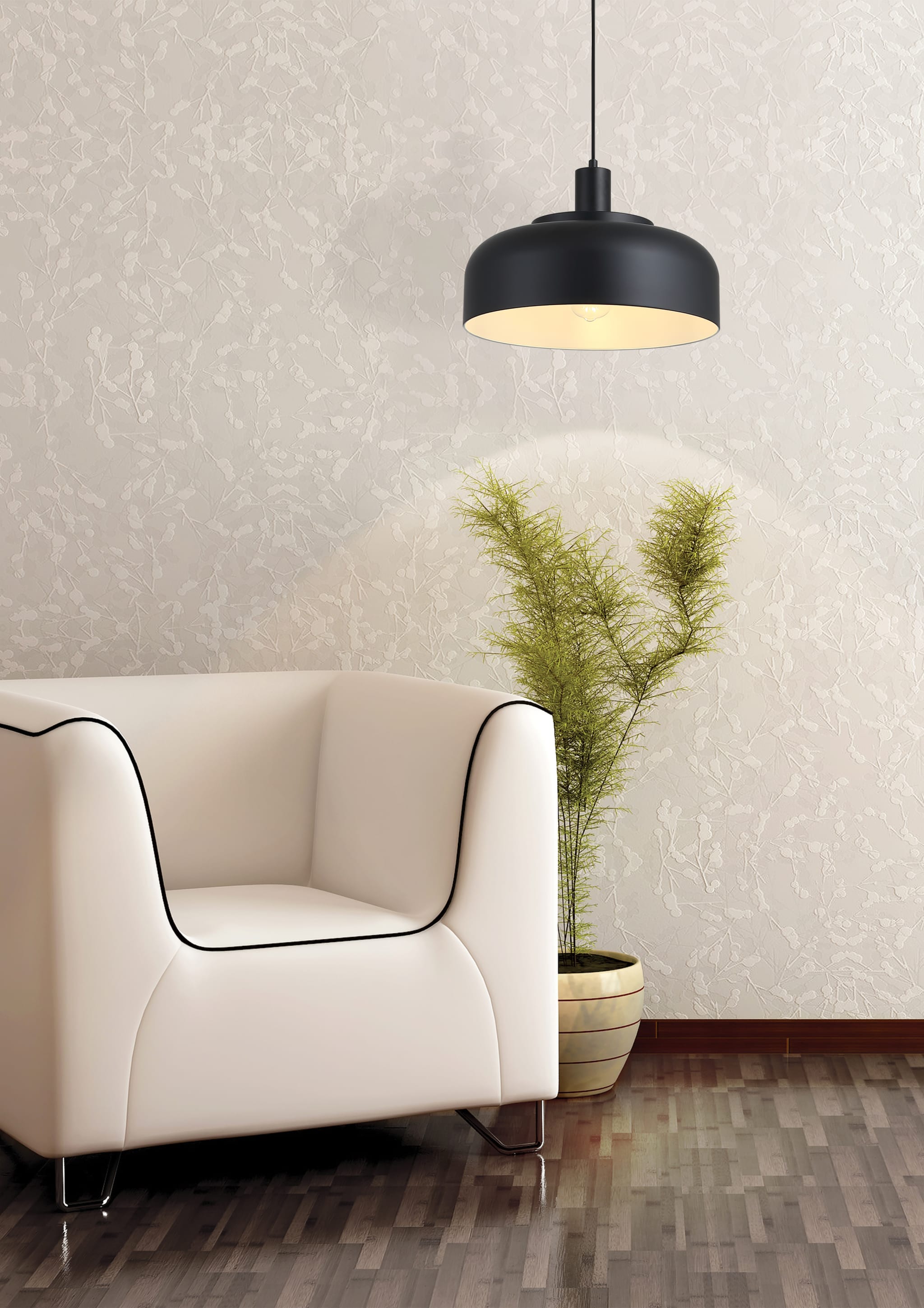 Scotland 1Lt Pendant Convertible to Semi-Flush Black Metal