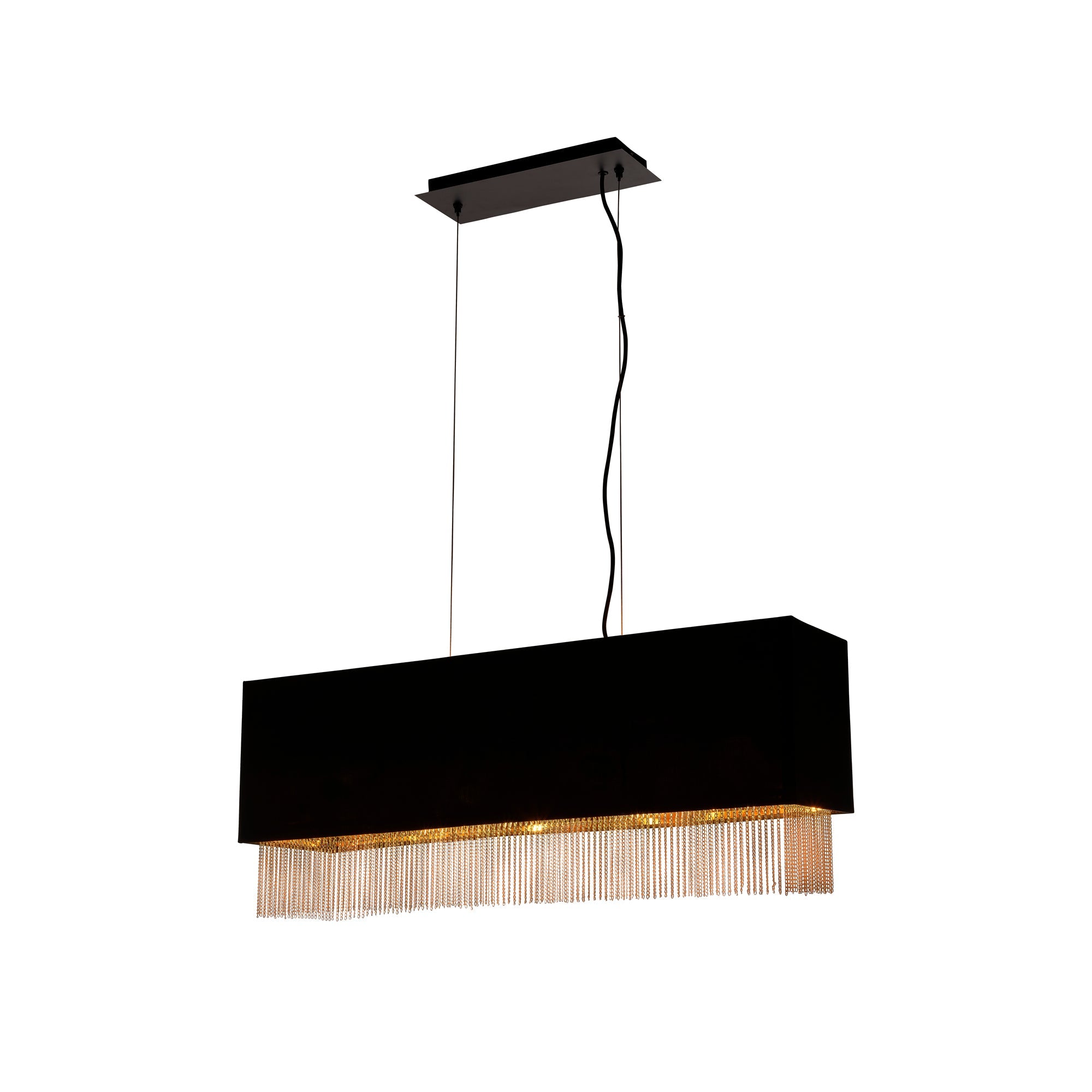Fringe 4Lt Ceiling Pendant - Black Shade & Gold Chain
