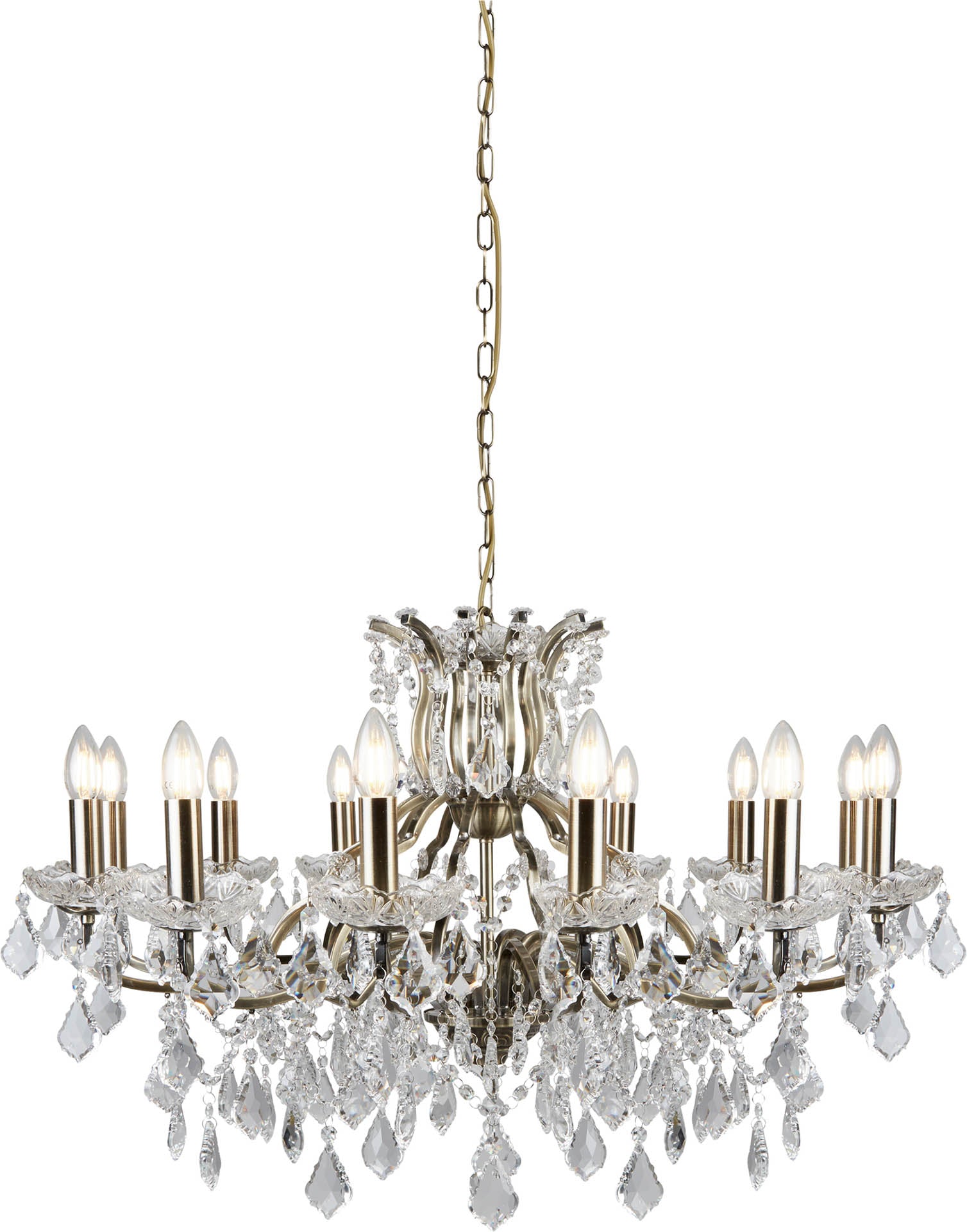 Paris Chandelier -Metal & Clear Crystal Antique Brass / 12