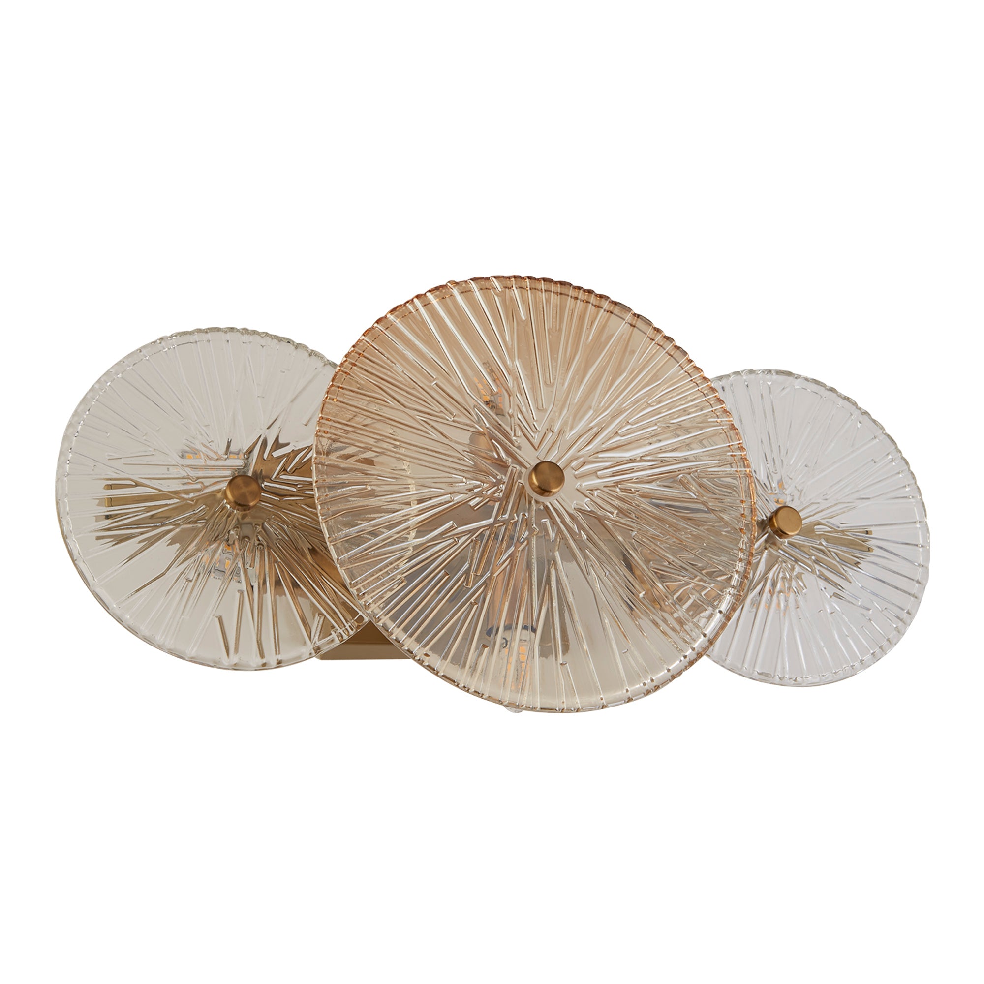 Wagon Wheel Wall/Flush- Bronze Metal, Clear, Amber Glass