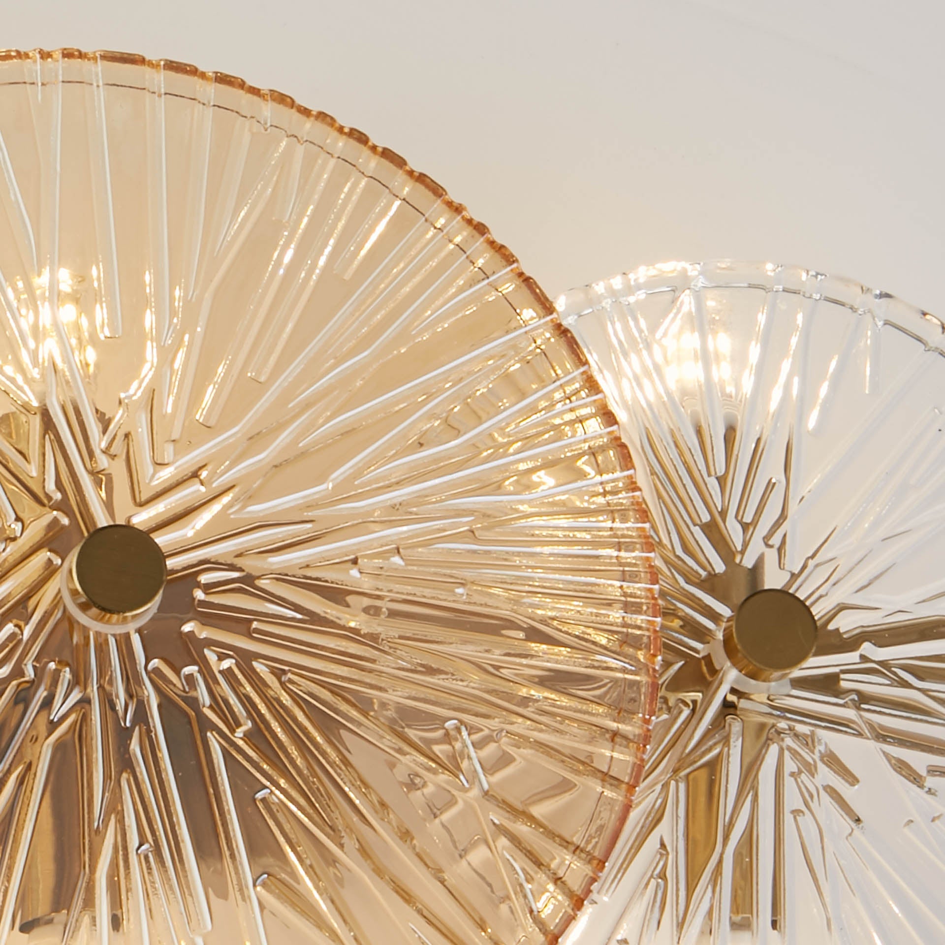 Wagon Wheel Wall/Flush- Bronze Metal, Clear, Amber Glass