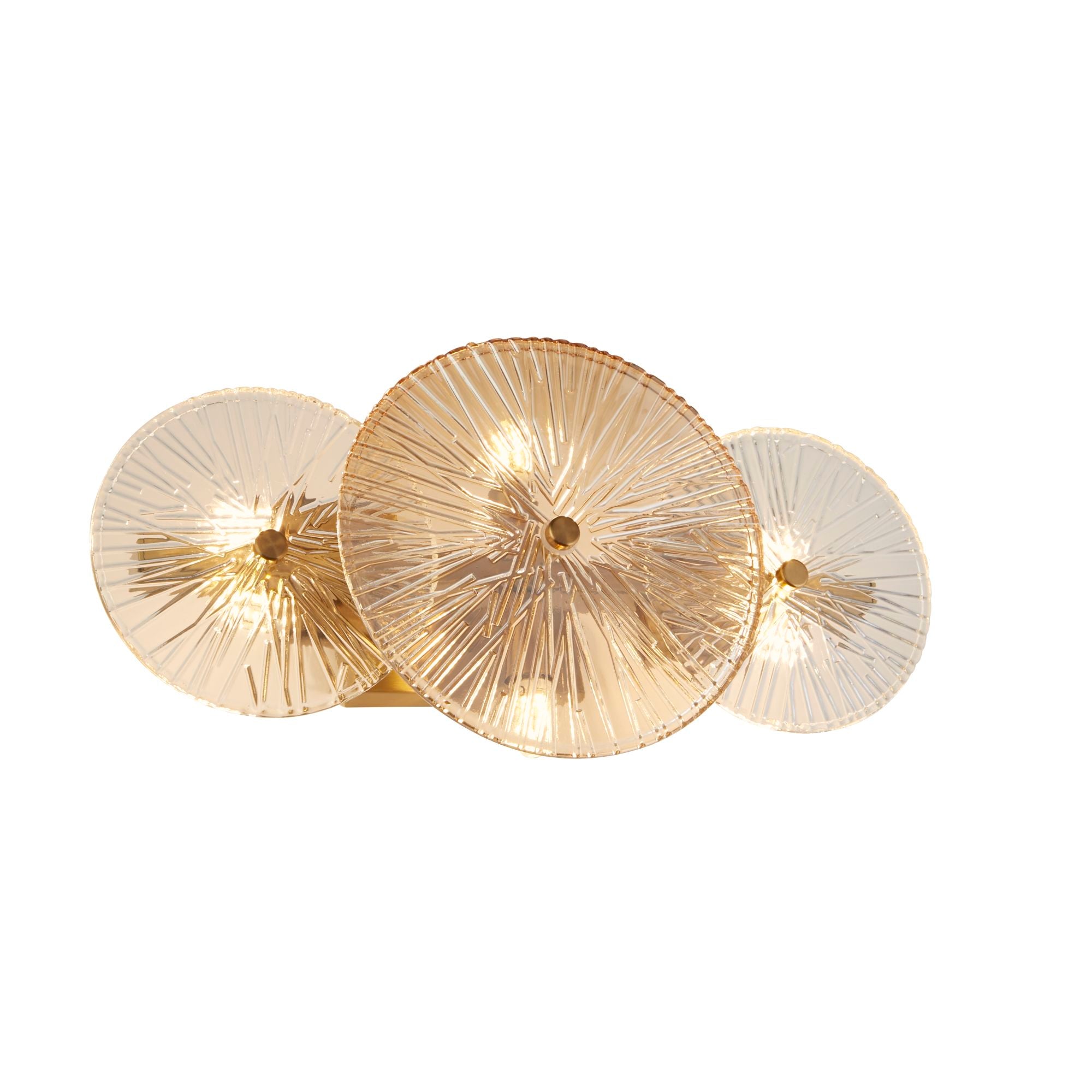 Wagon Wheel Wall/Flush- Bronze Metal, Clear, Amber Glass
