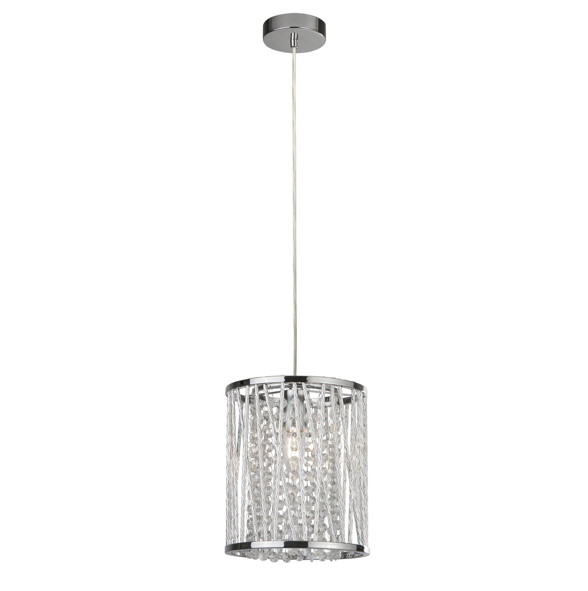 Elise Pendant - Chrome Metal & Crystal