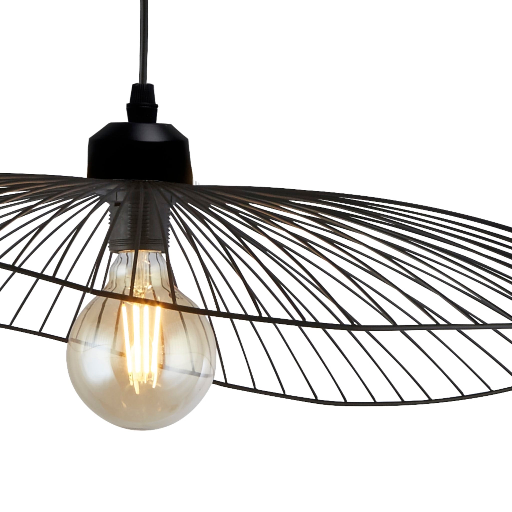 Wave Pendant Convertible to Flush - Black Metal