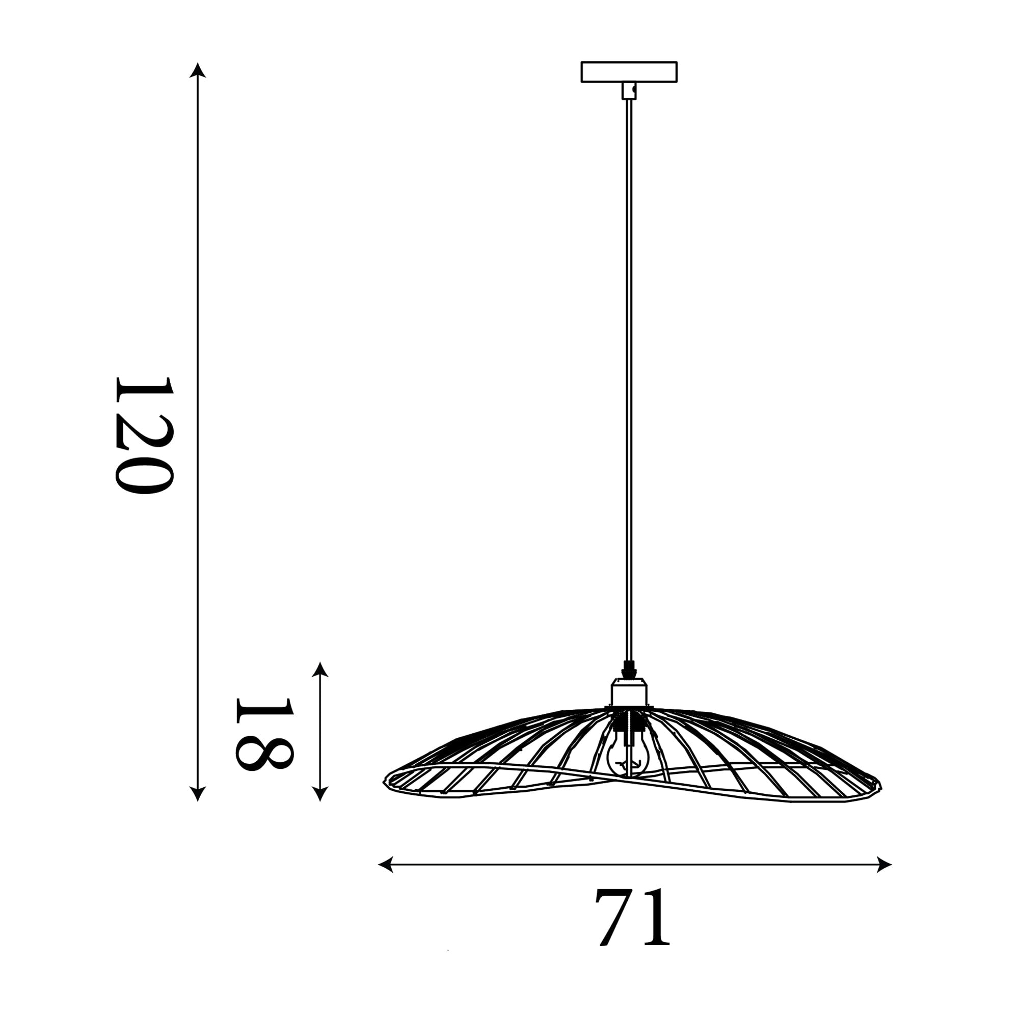 Wave Pendant Convertible to Flush - Black Metal