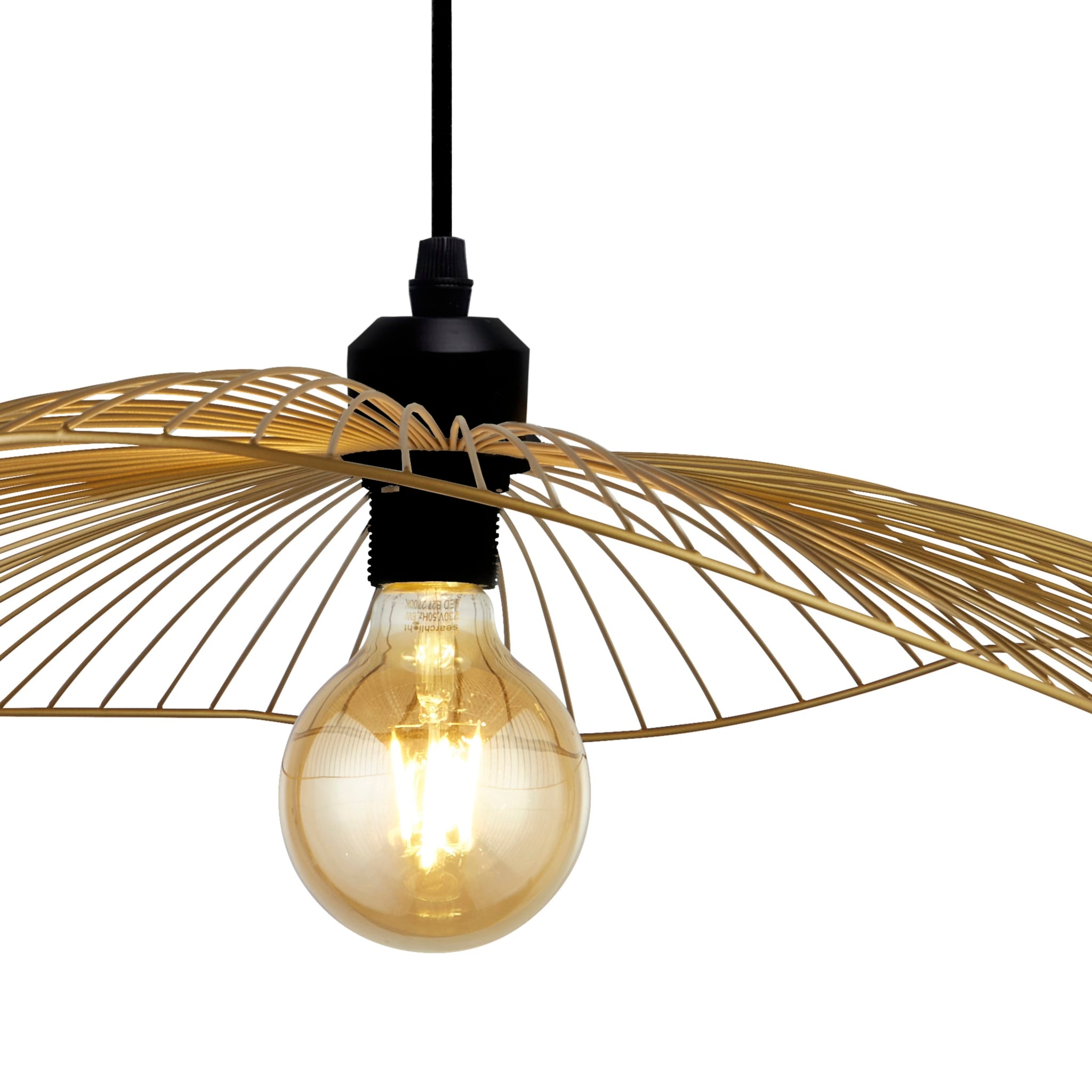 Wave Pendant Convertible to Flush - Black & Gold Metal