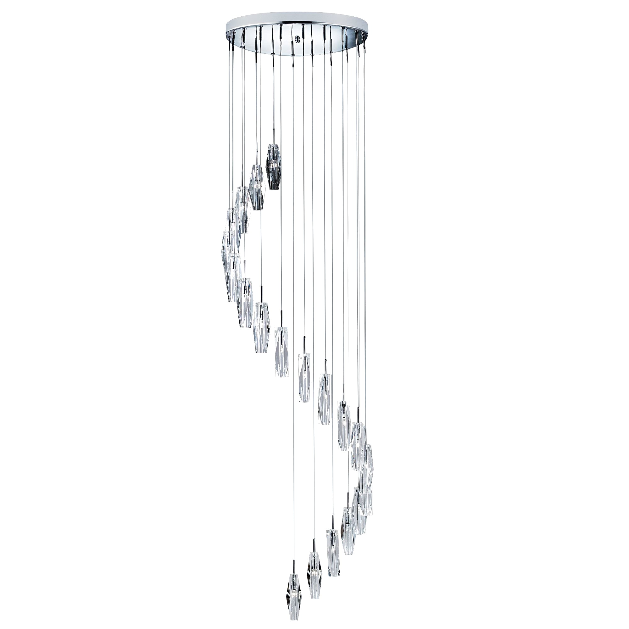 Sculptured Ice Multi-Drop Pendant-Chrome, Clear Crystal 20