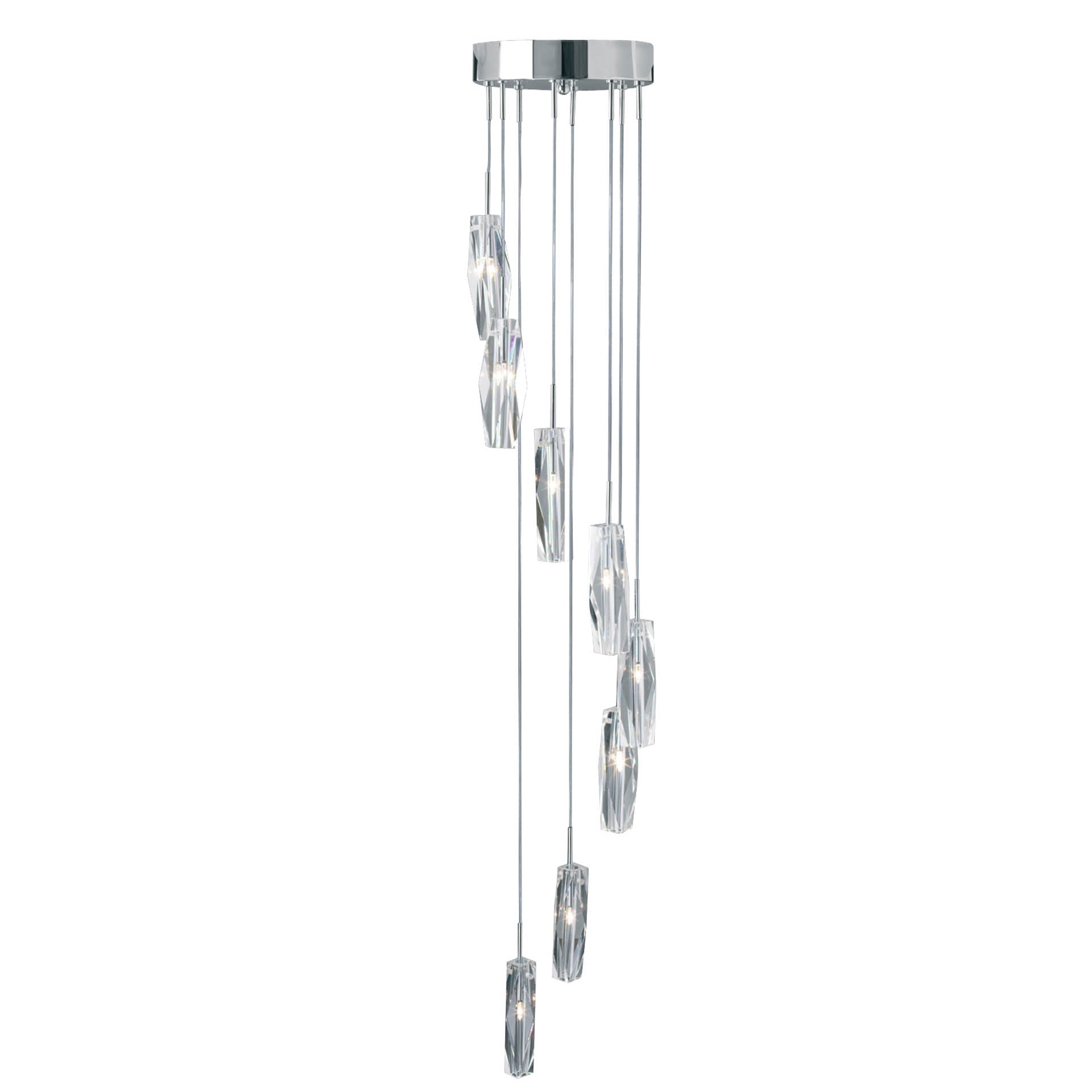 Sculptured Ice Multi-Drop Pendant-Chrome, Clear Crystal 8