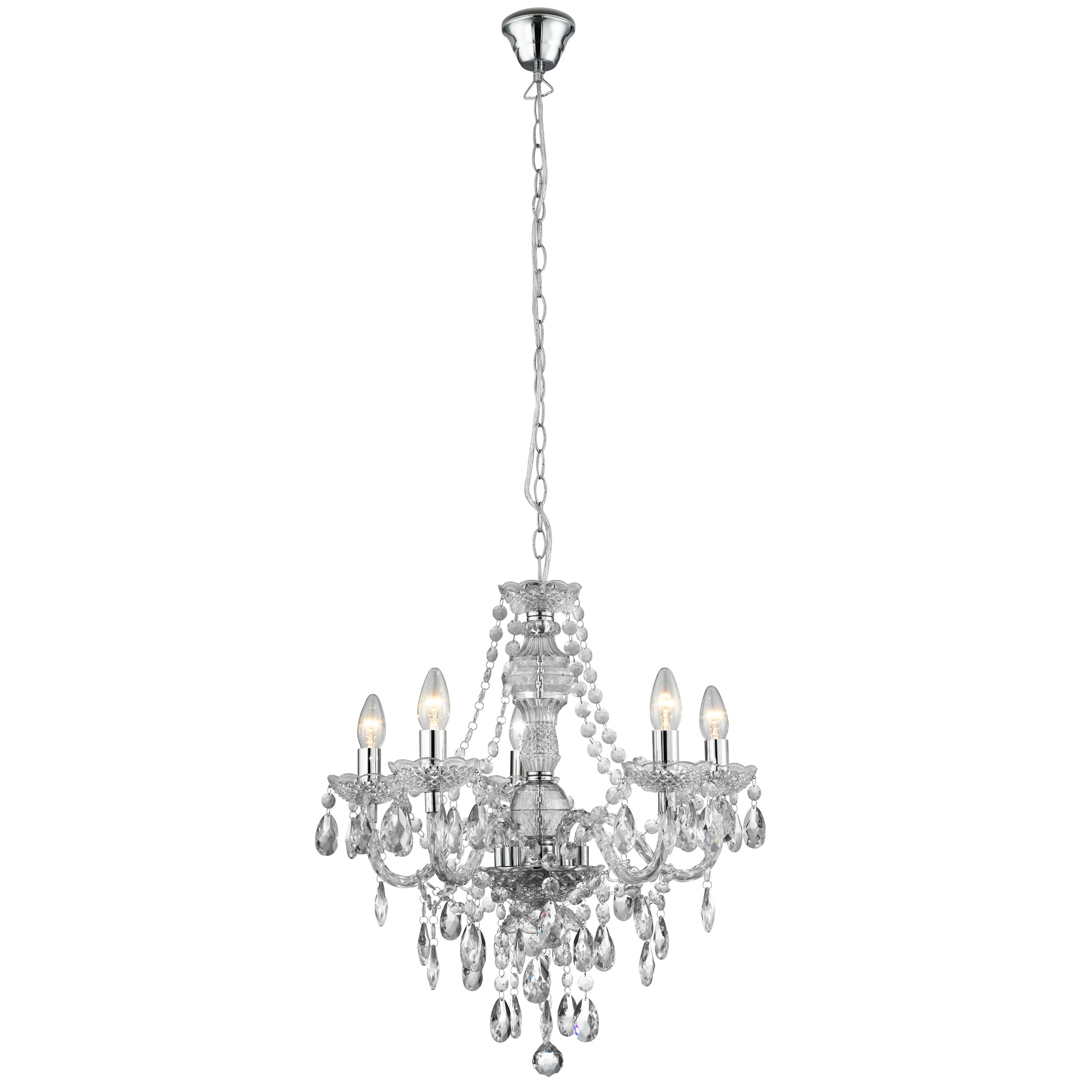 Marie Therese Pendant - Glass & Acrylic Clear and Chrome / 5