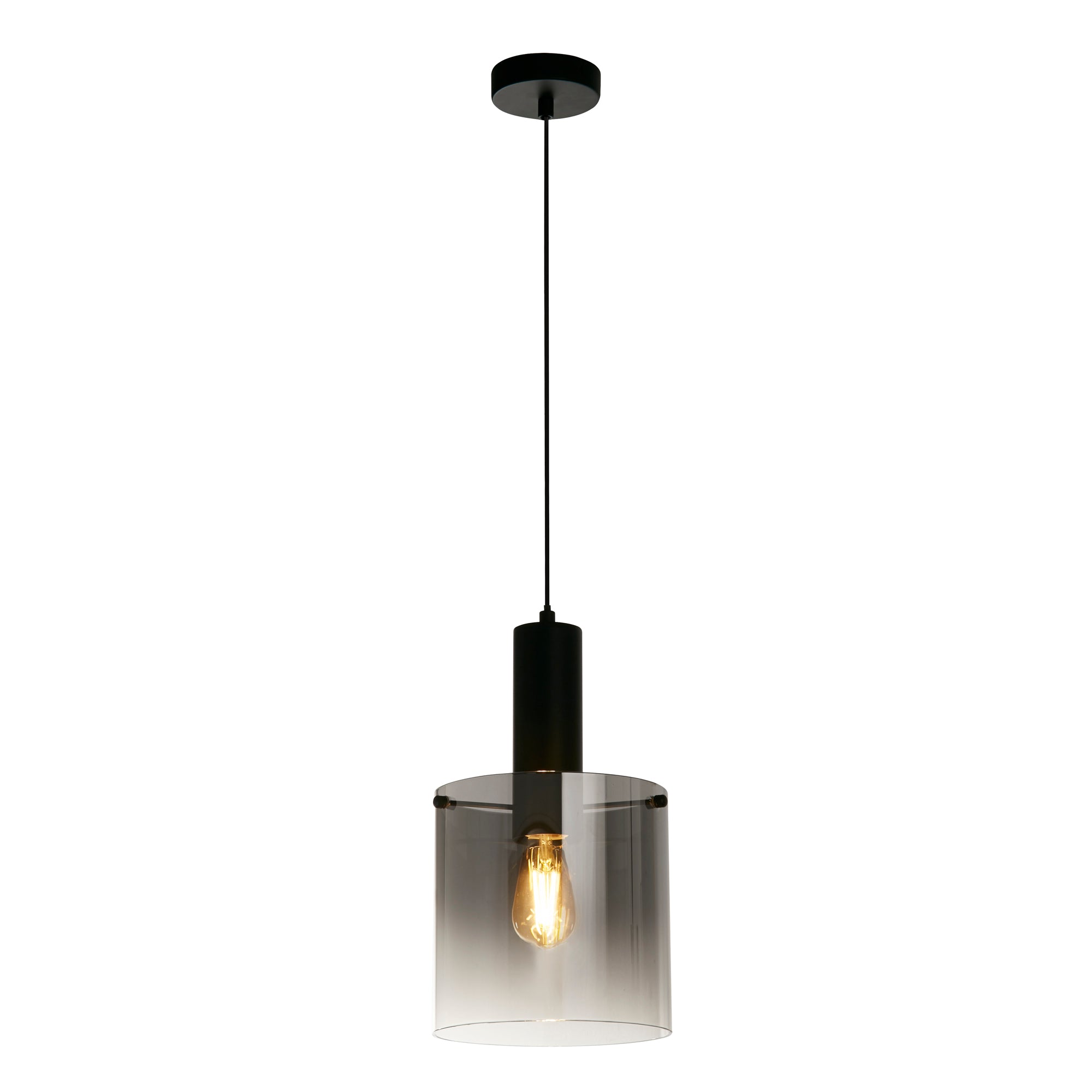 Sweden Pendant - Metal & Glass Matt Black & Smoked Glass