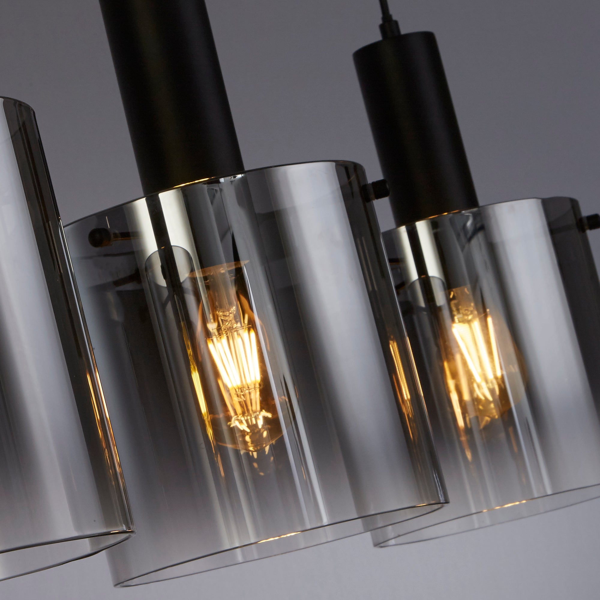 Sweden Bar Pendant - Metal & Glass Black & Smoked Glass