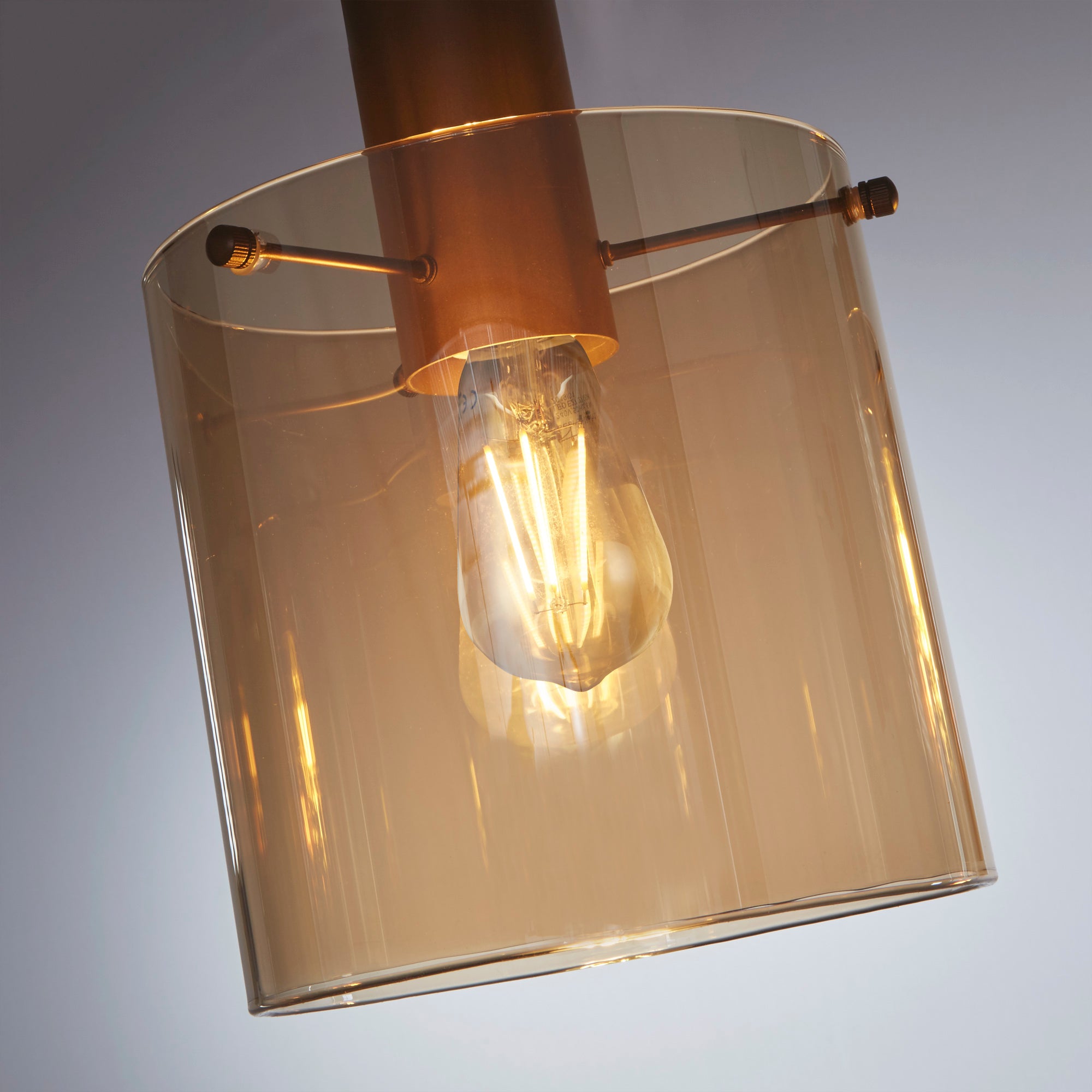 Sweden Bar Pendant - Metal & Glass Mocha & Amber Glass