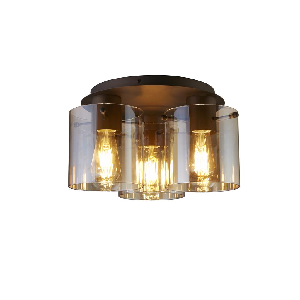 Sweden 3LT Flush - Mocha Metal & Amber Glass