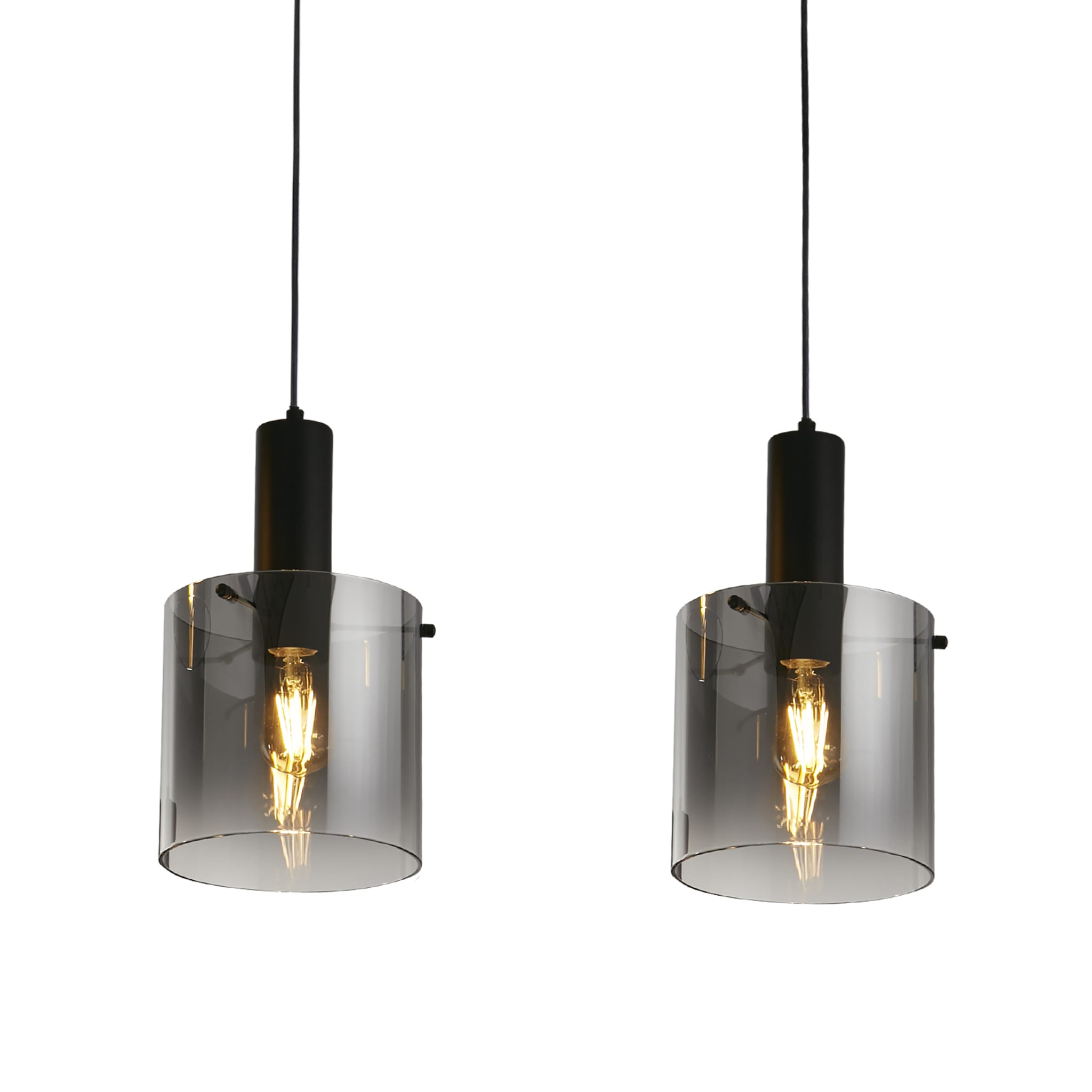Sweden 3Lt Bar Pendant - Black Metal & Smoked Ombre Glass