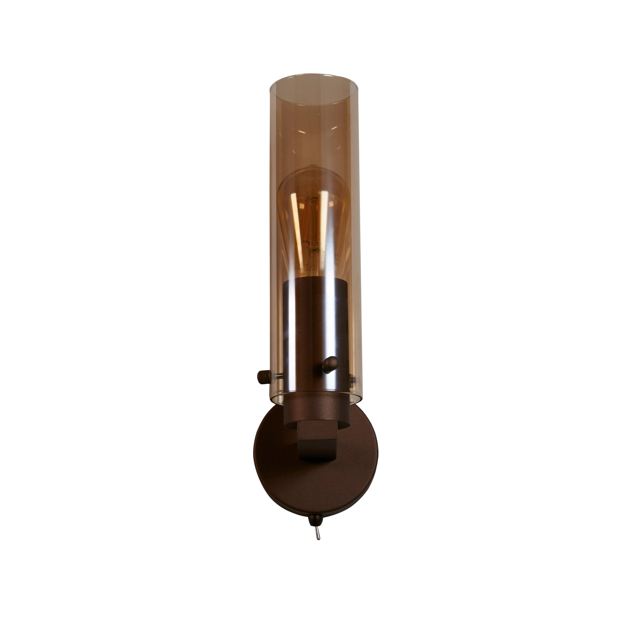 Sweden II 1Lt Wall Light - Mocha Metal & Amber Glass