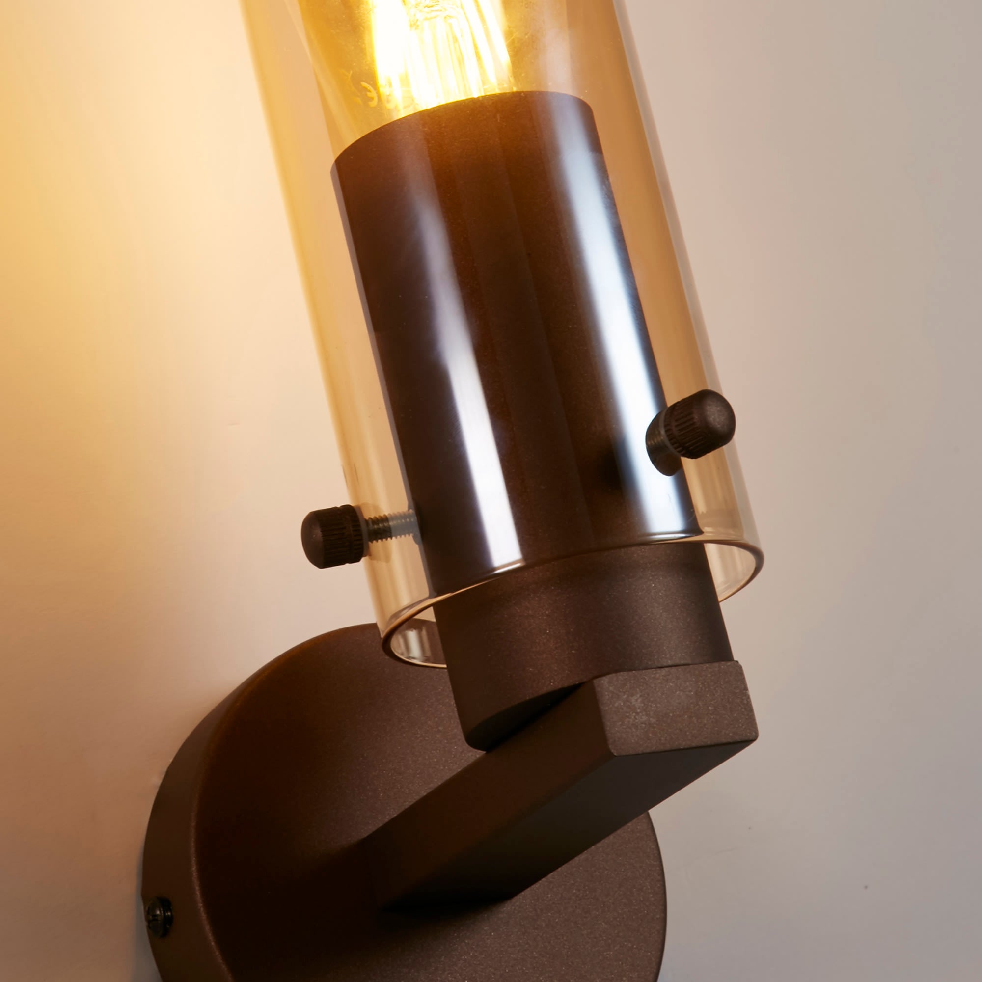Sweden II 1Lt Wall Light - Mocha Metal & Amber Glass