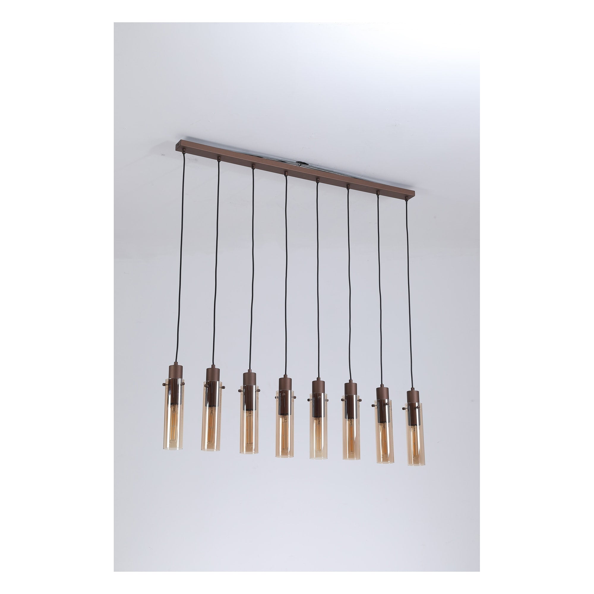 Sweden II 8Lt Bar Pendant - Mocha Metal & Amber Glass