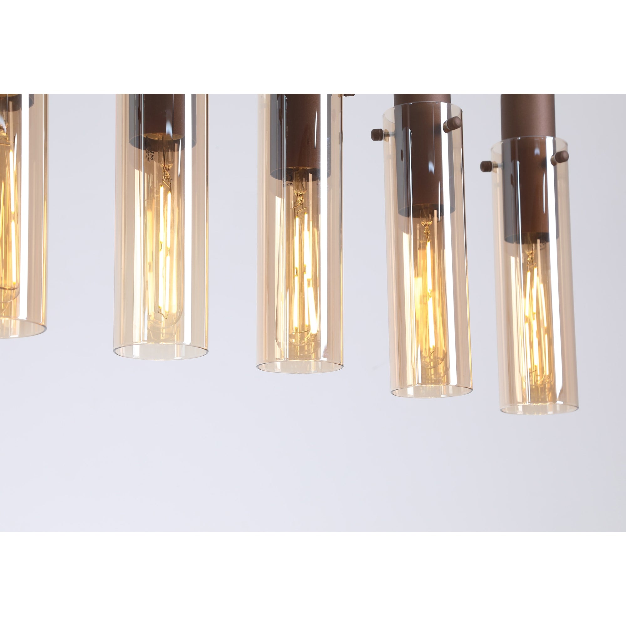 Sweden II 8Lt Bar Pendant - Mocha Metal & Amber Glass