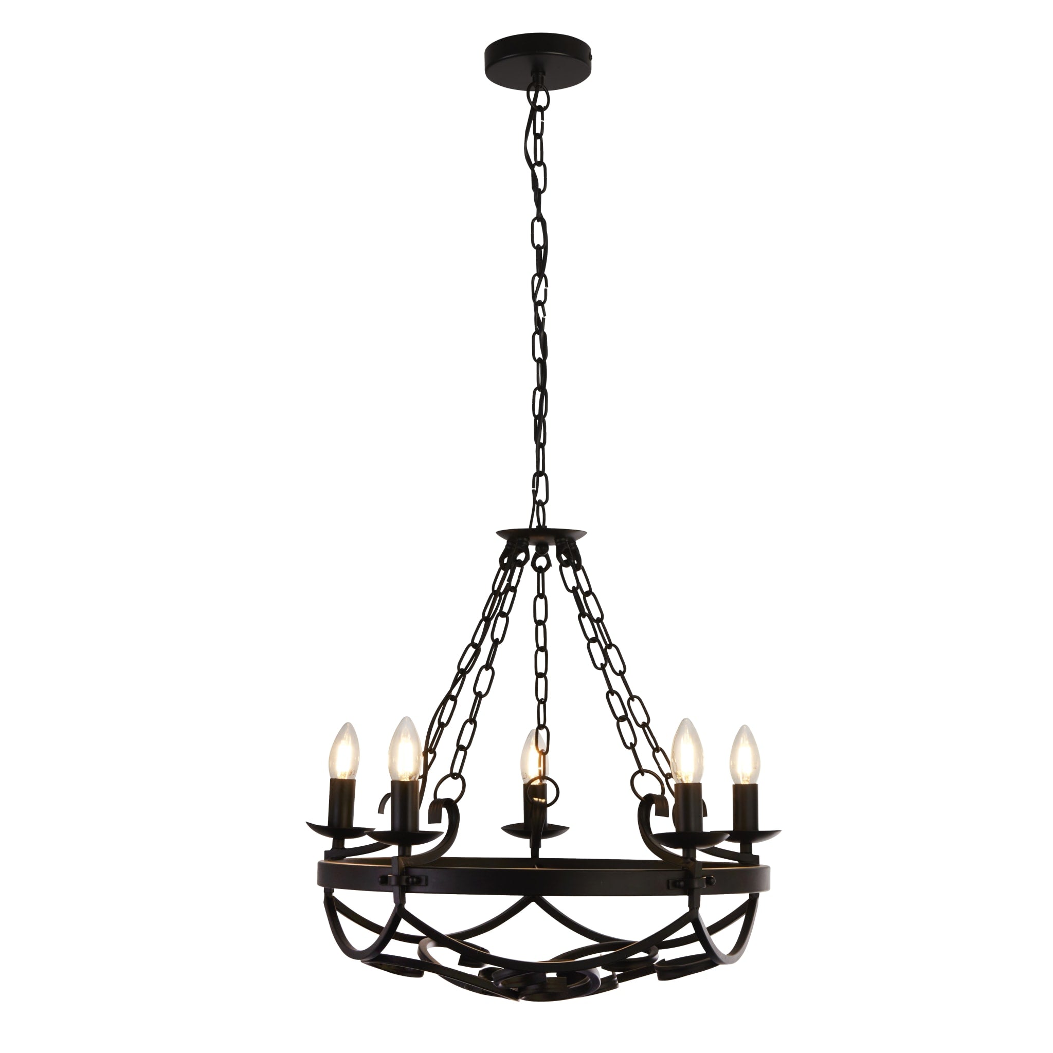 Cartwheel III 5Lt Pendant - Black Wrought Iron