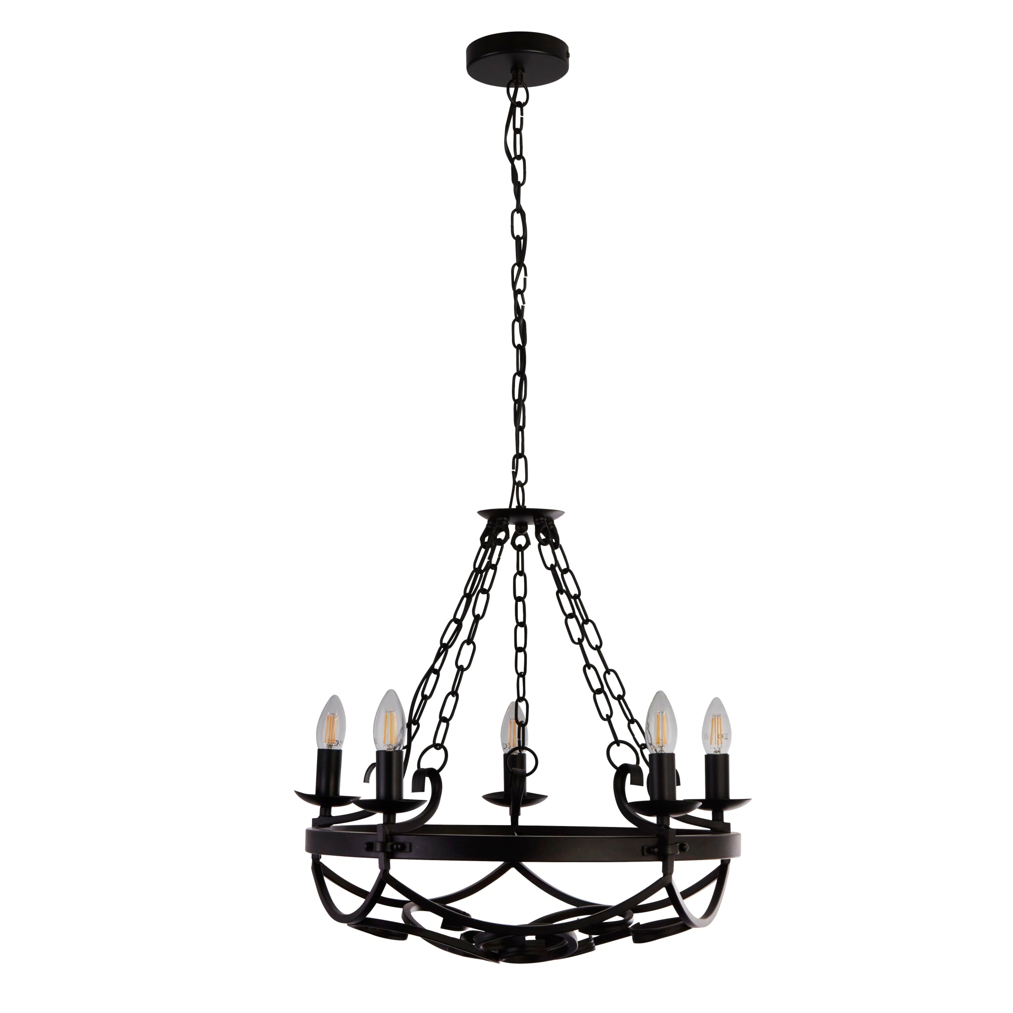 Cartwheel III 5Lt Pendant - Black Wrought Iron