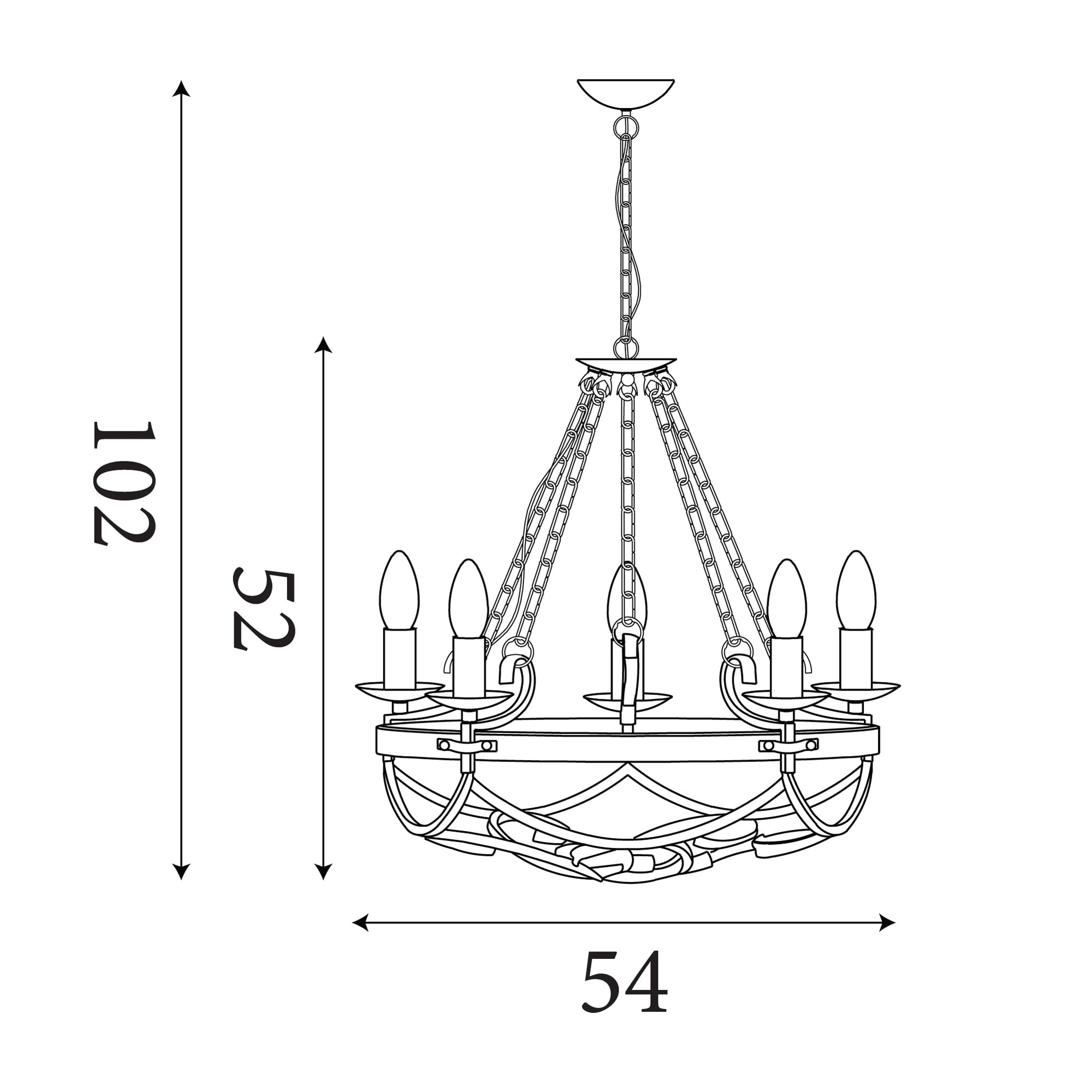 Cartwheel III 5Lt Pendant - Black Wrought Iron