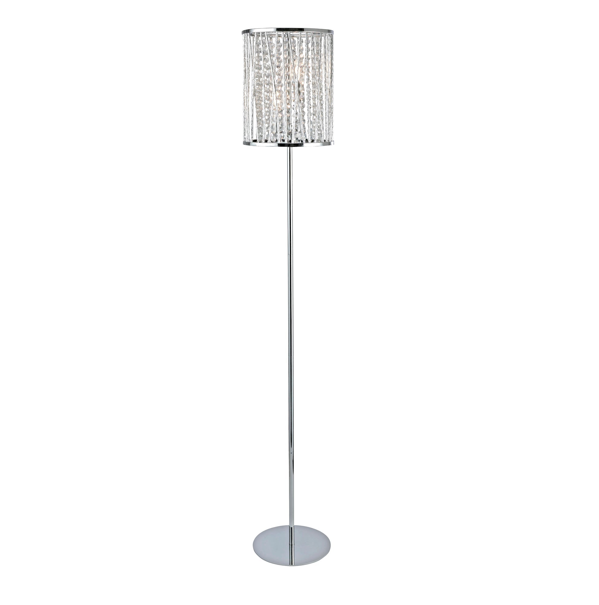 Elise  Floor Lamp - Chrome Metal & Crystal