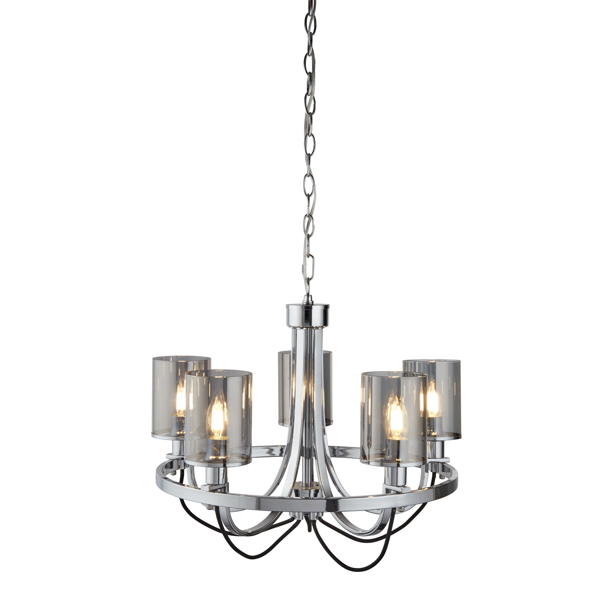 Catalina Pendant - Chrome Metal & Smoked Glass