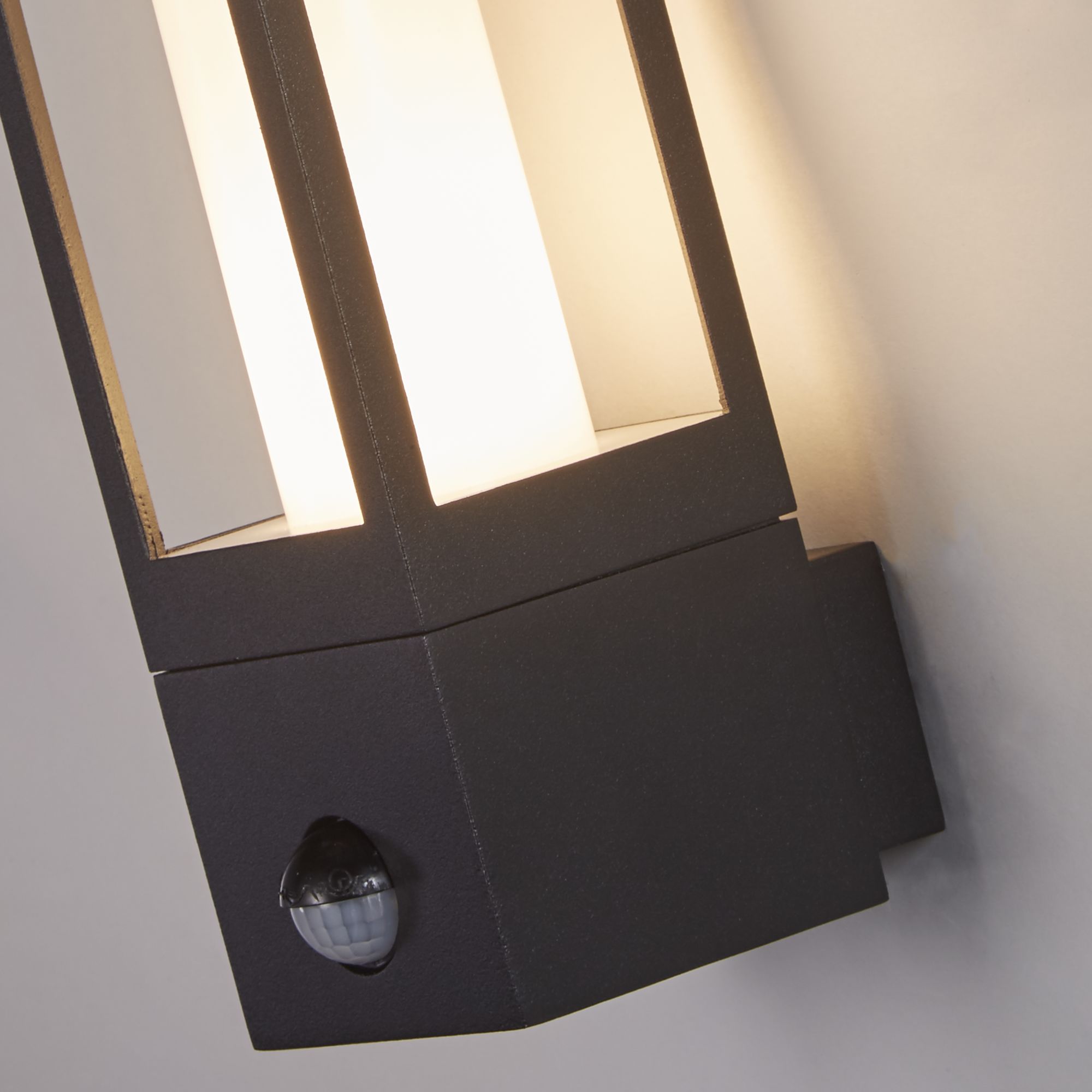 Avenue Outdoor Wall Light- Black Metal & White Polycarbonate