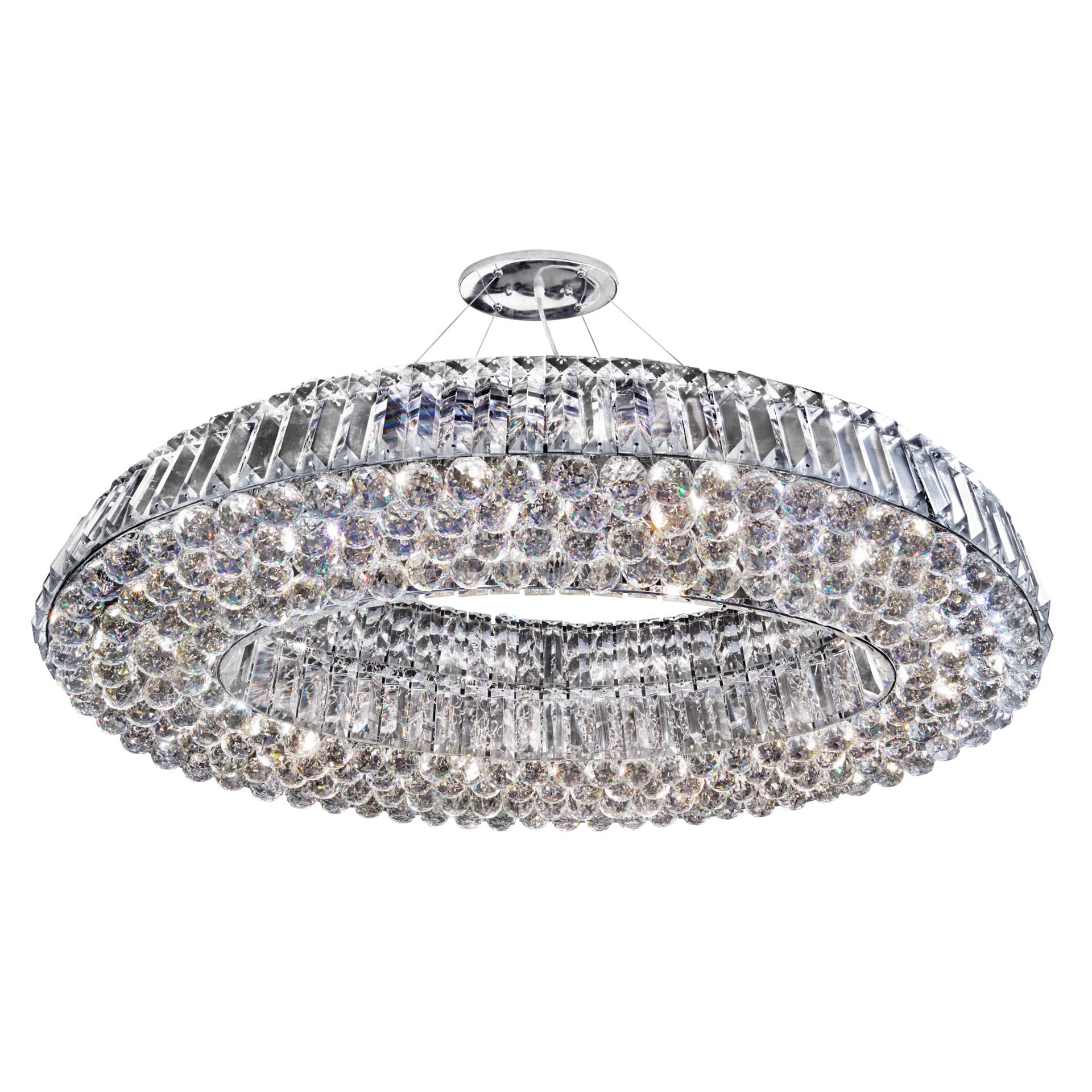 Vesuvius Pendant - Chrome Metal & Clear Crystal