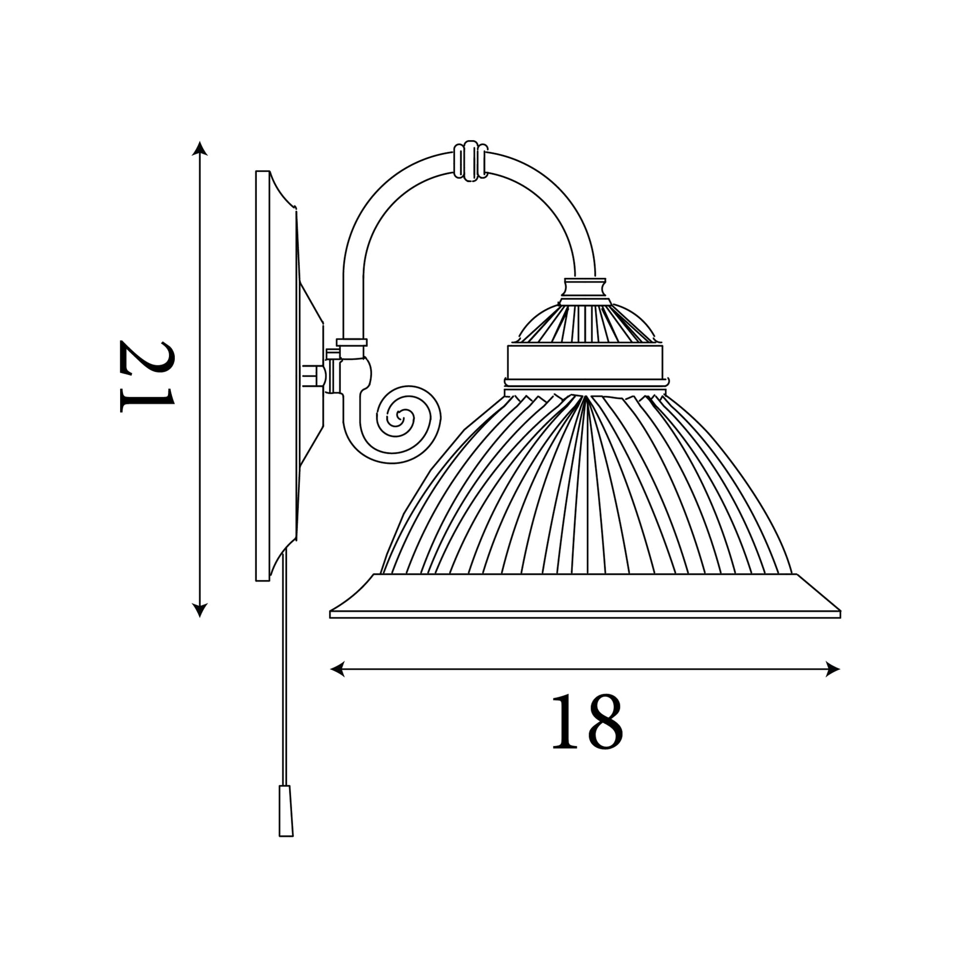 American Diner Wall Light - Antique Brass & Ribbed Glass