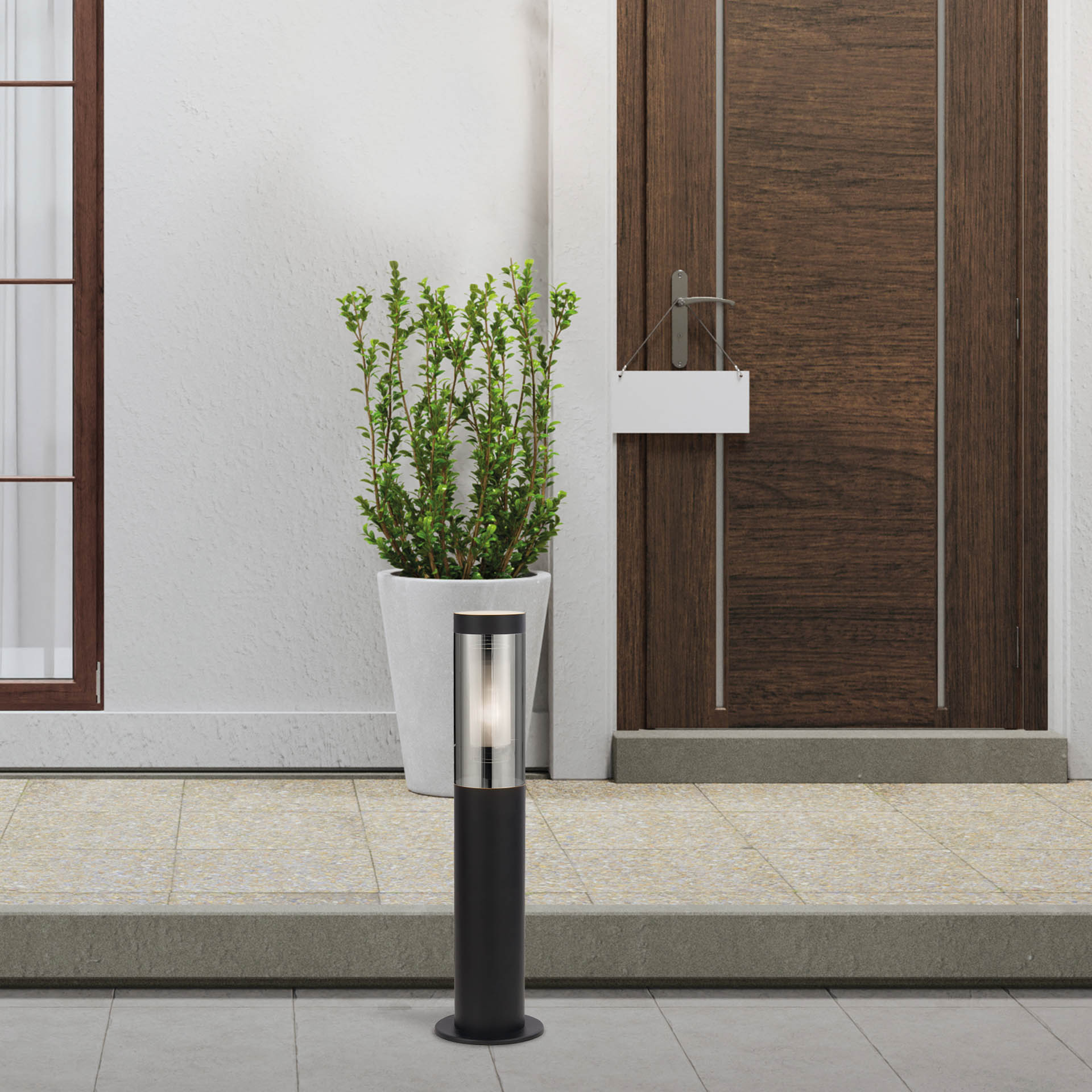 Batton Outdoor Post -Black Metal & Smoked Polycarbonate 450