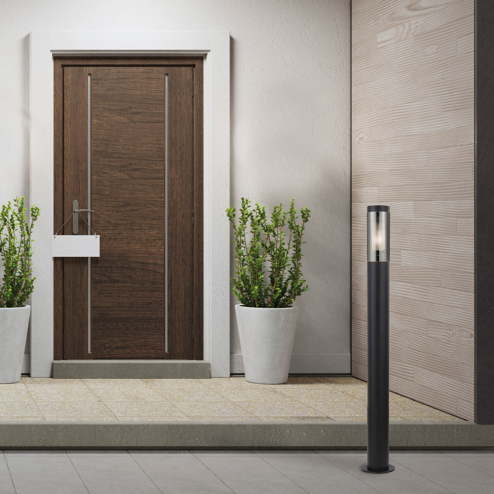 Batton Outdoor Post -Black Metal & Smoked Polycarbonate 900