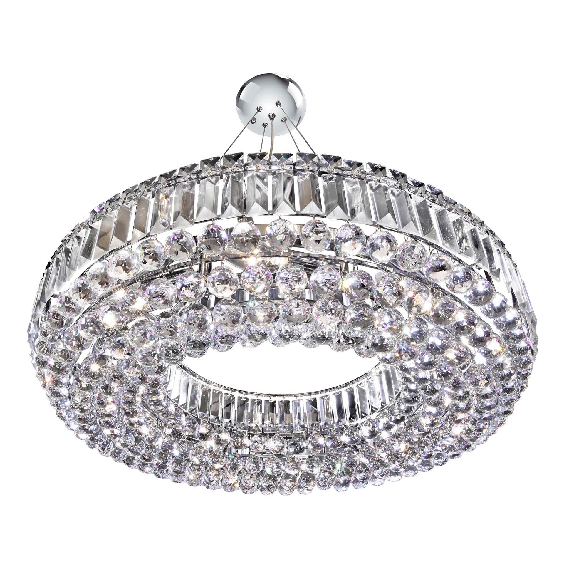 Vesuvius Pendant - Chrome Metal & Clear Crystal