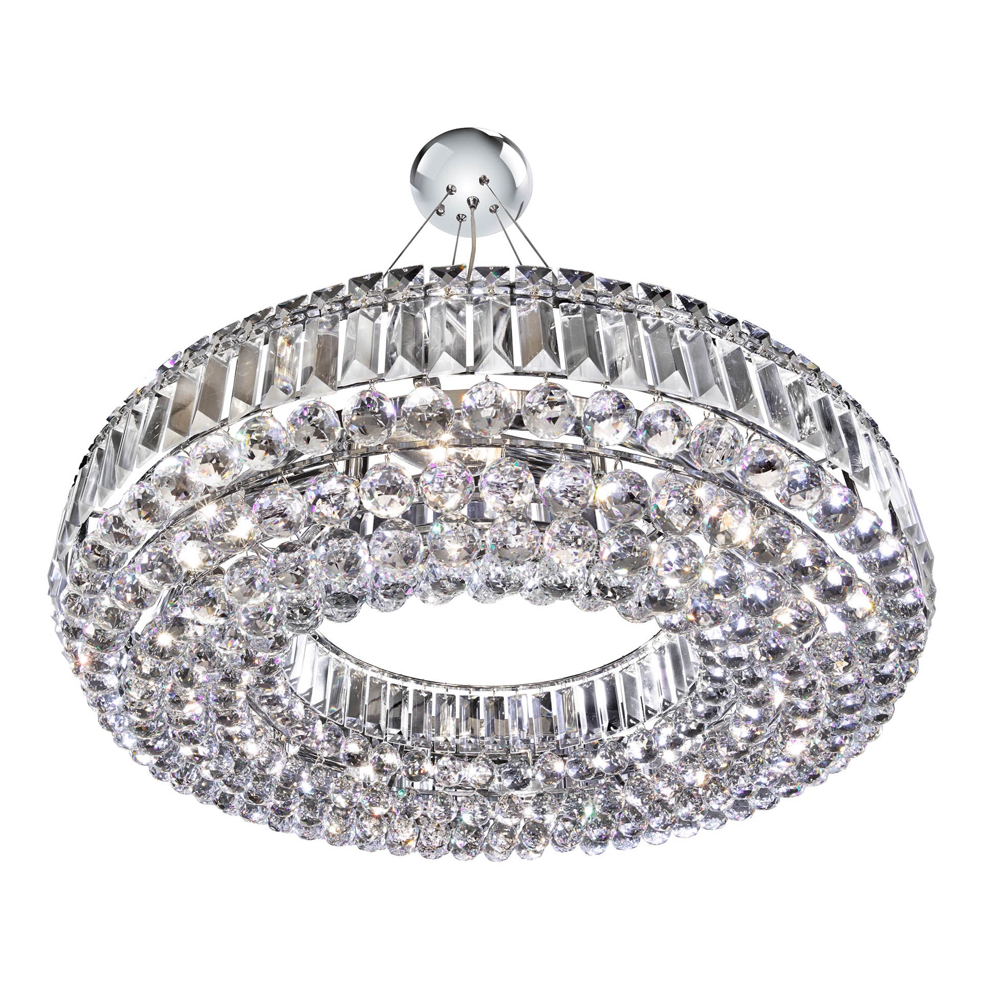 Vesuvius Pendant - Chrome Metal & Clear Crystal