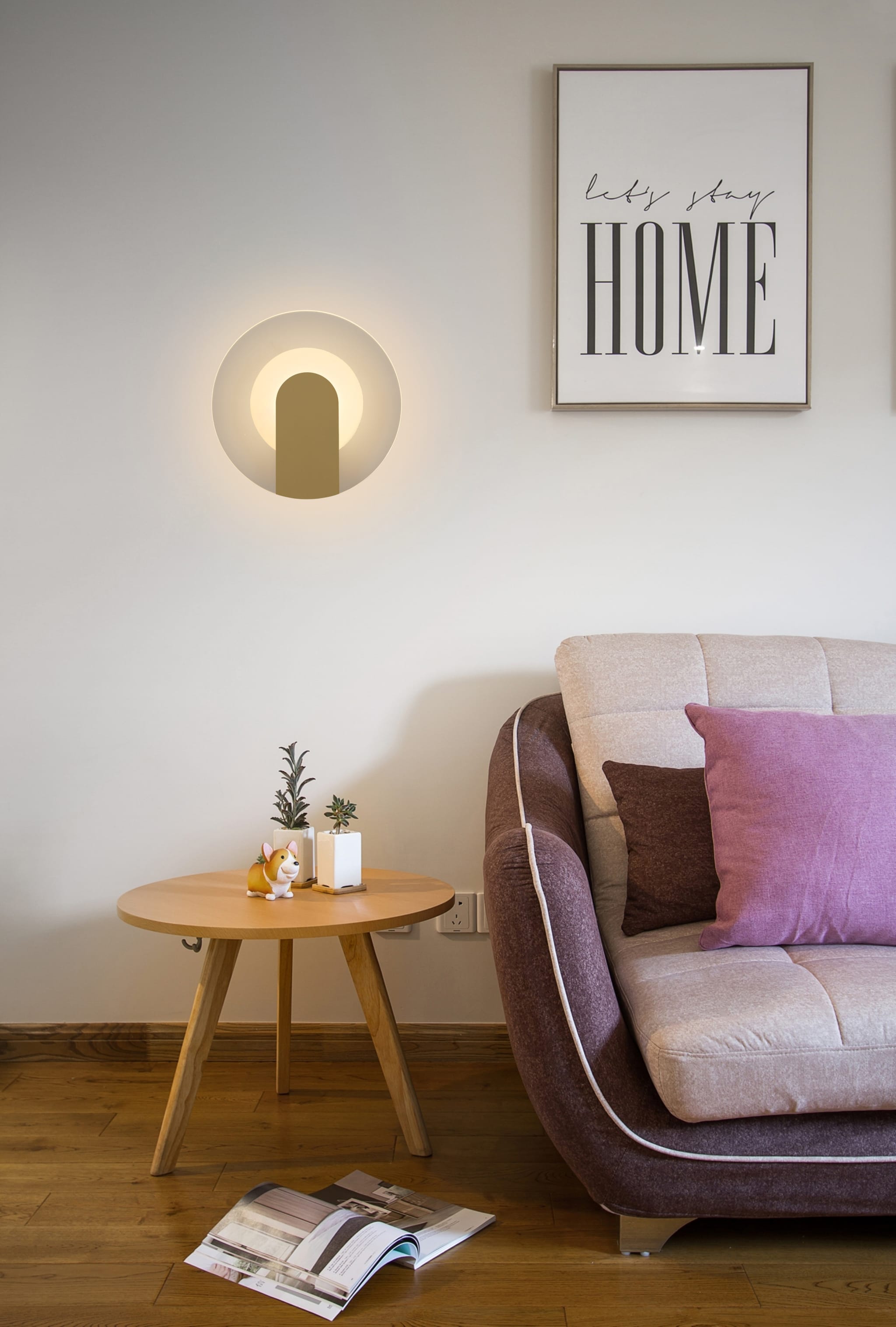 Target LED Wall Light, Sand Gold Metal