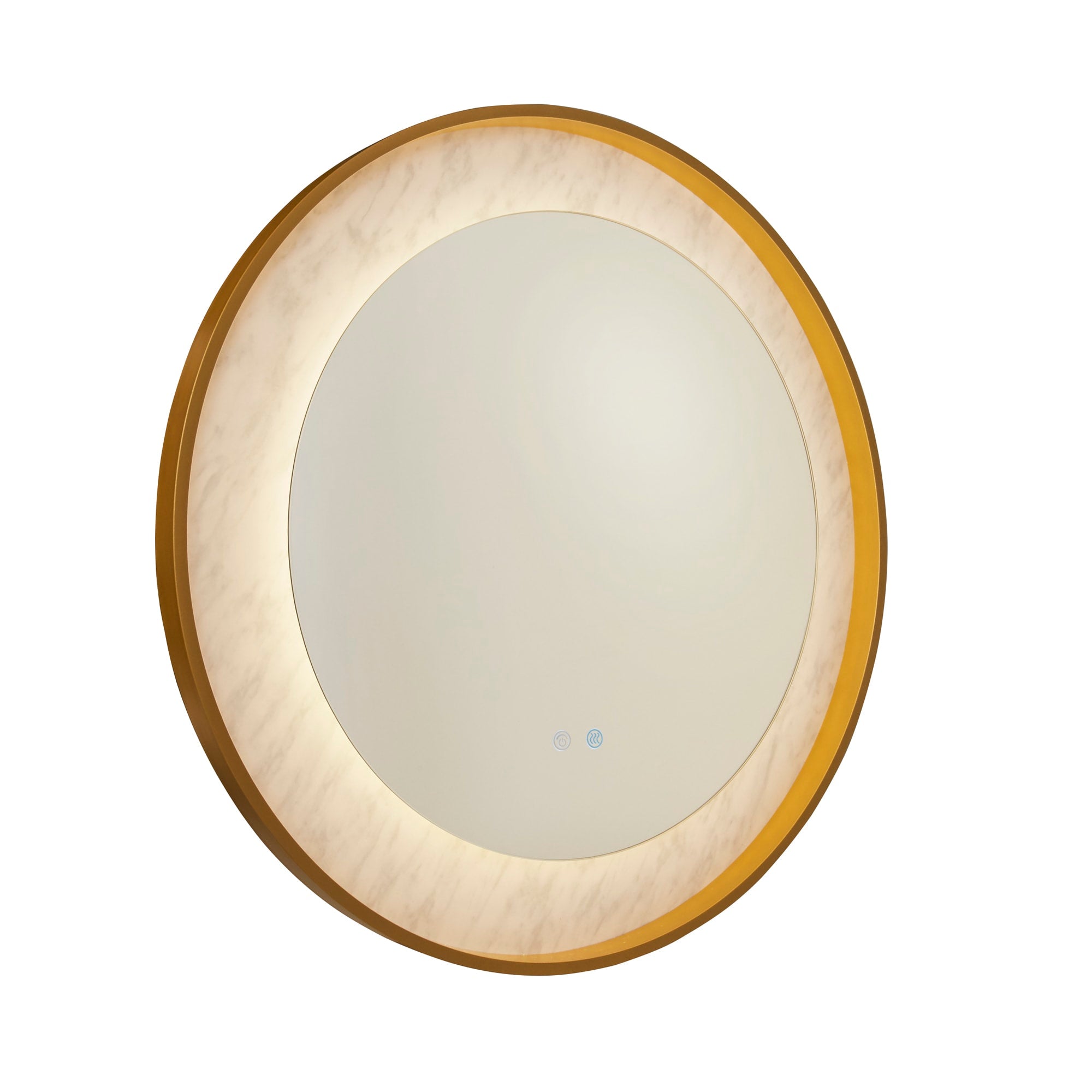 Luxo LED Mirror, Gold Metal with Marble Effect