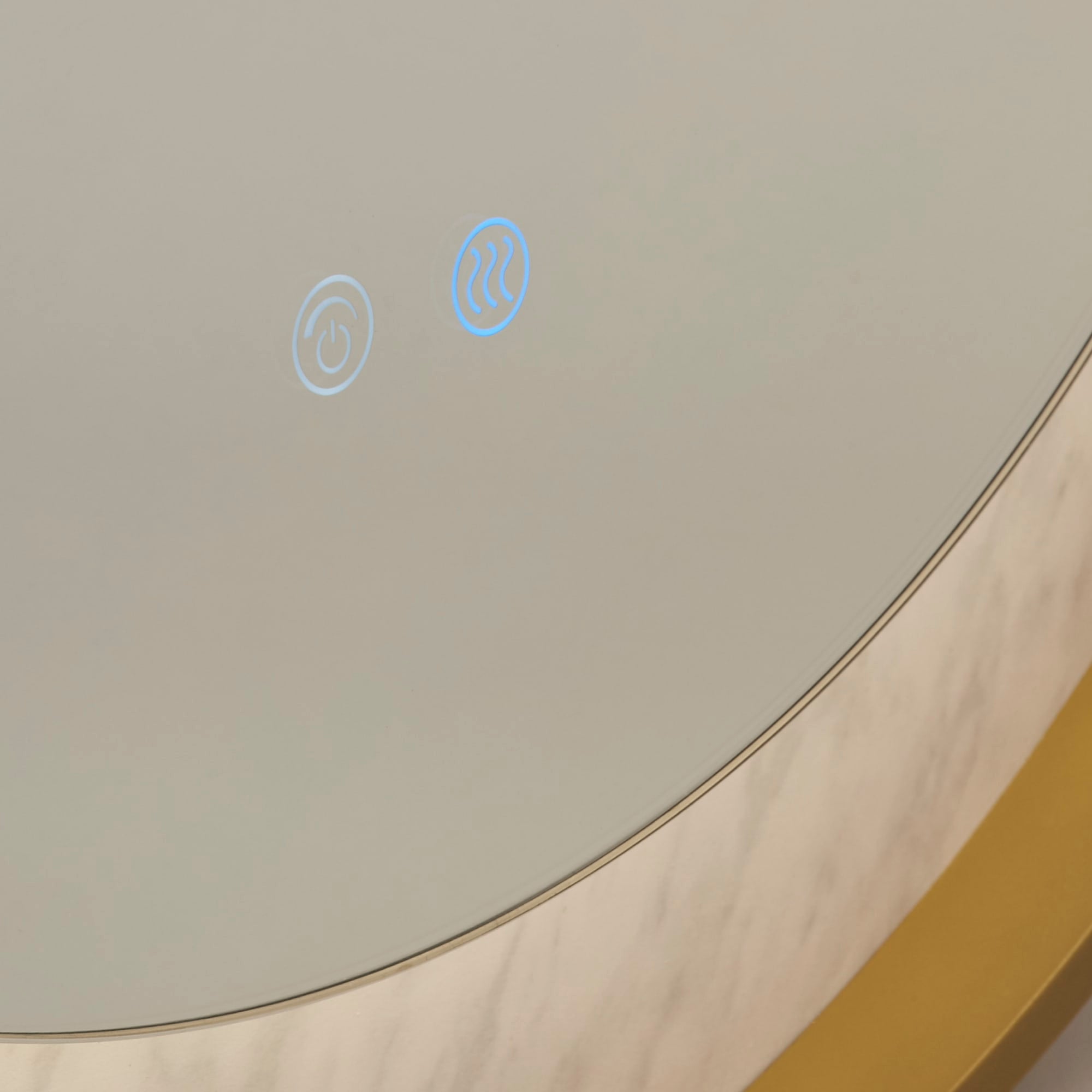 Luxo LED Mirror, Gold Metal with Marble Effect