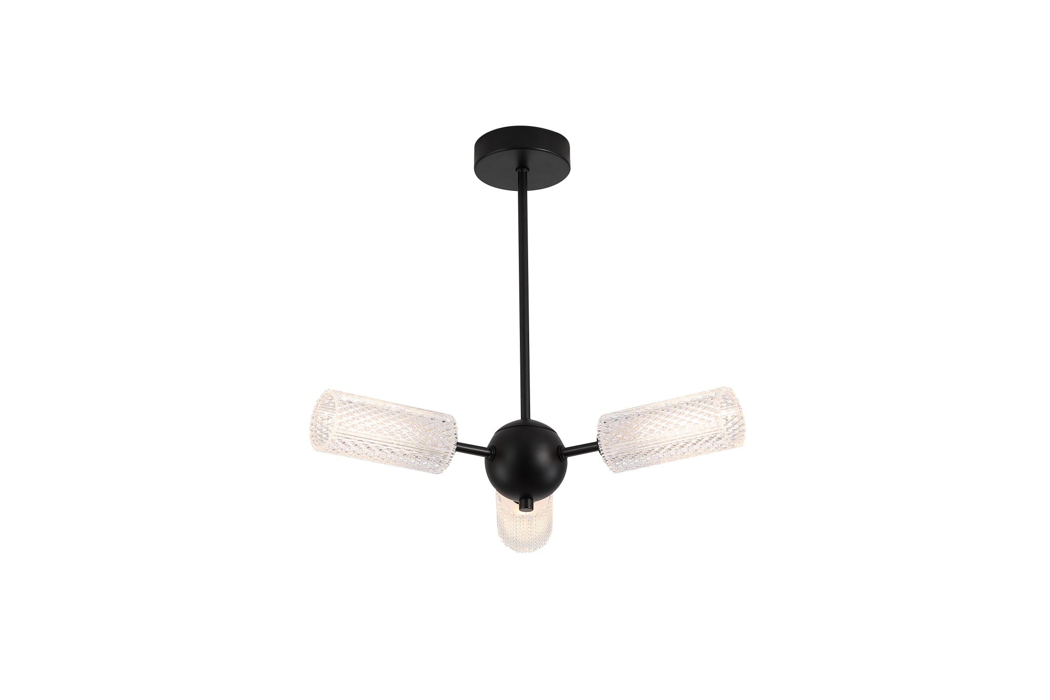 Cosmic 3Lt Semi-flush Black Metal with Textured Acrylic