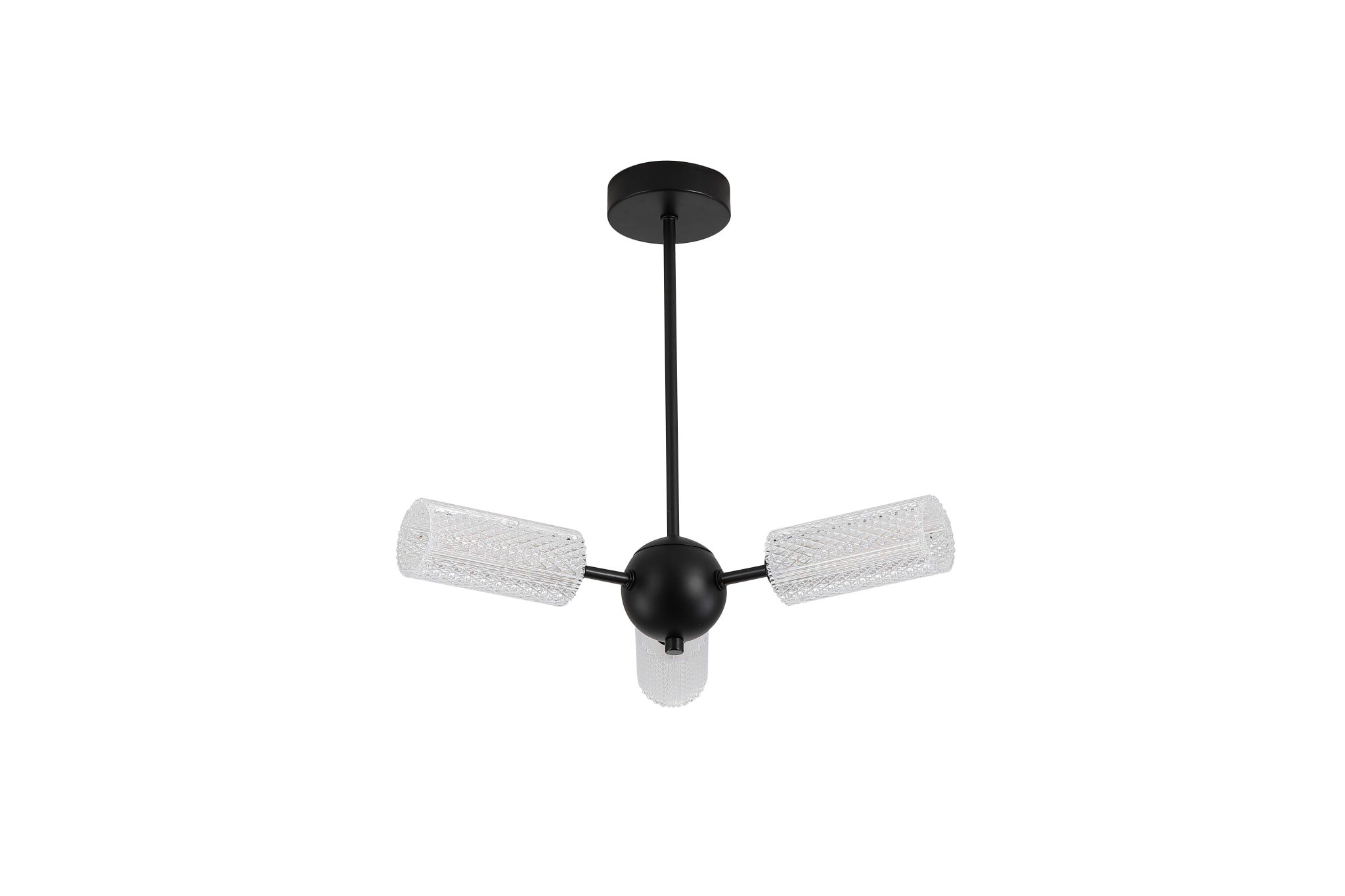 Cosmic 3Lt Semi-flush Black Metal with Textured Acrylic