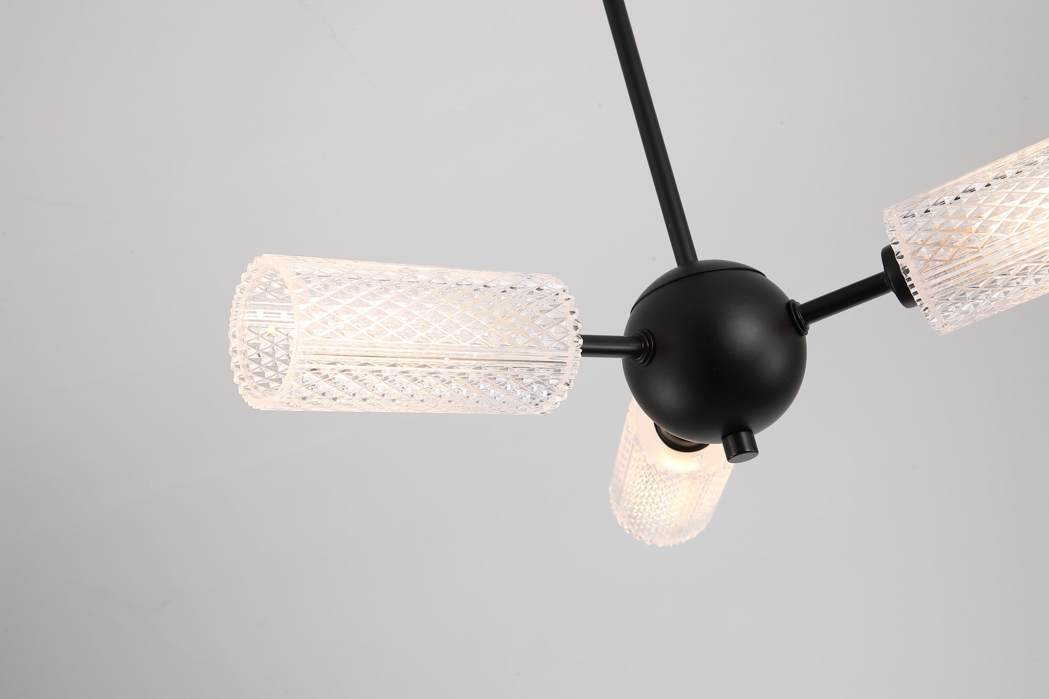Cosmic 3Lt Semi-flush Black Metal with Textured Acrylic