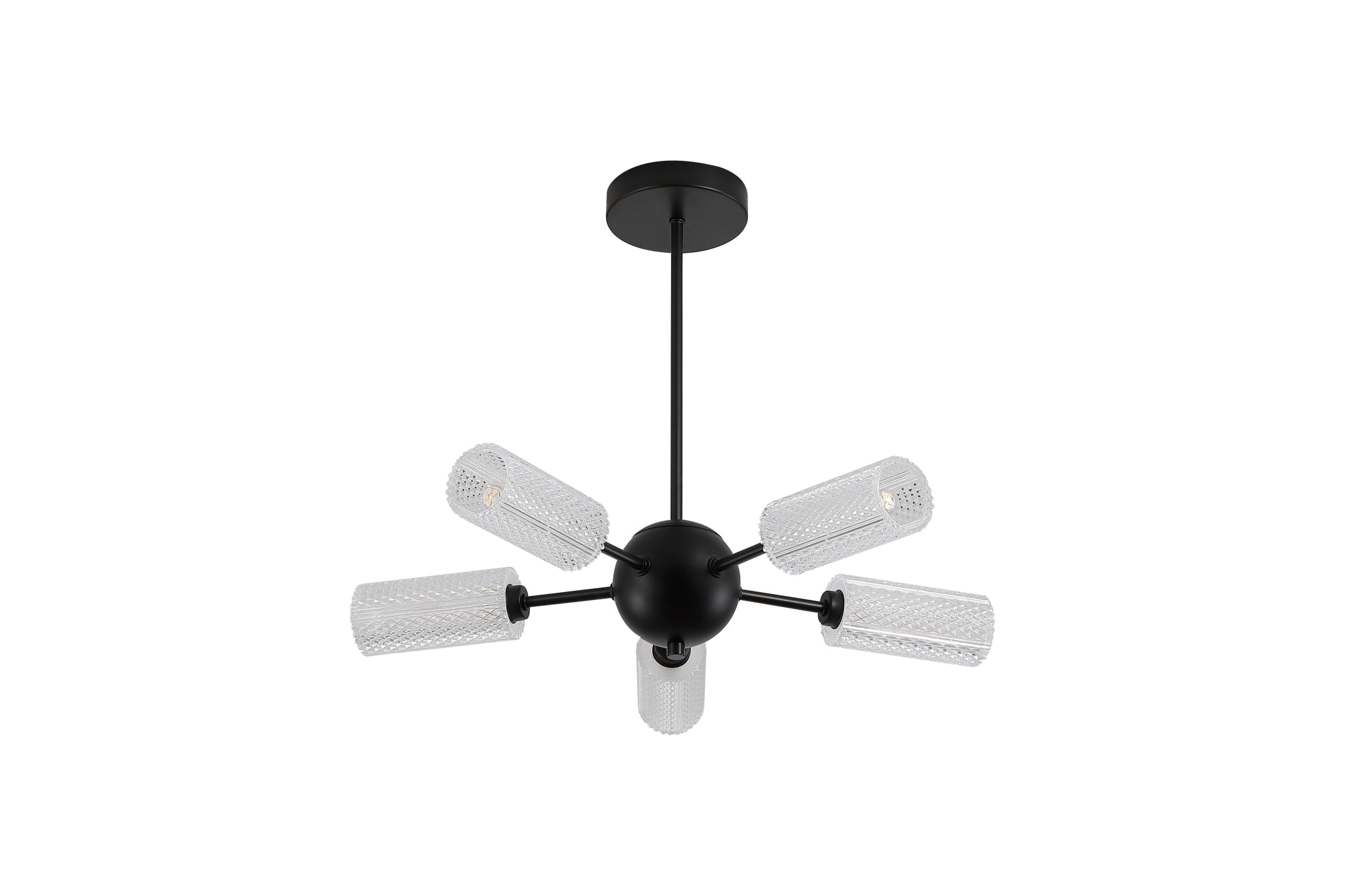 Cosmic 5Lt Semi-flush Black Metal with Textured Acrylic