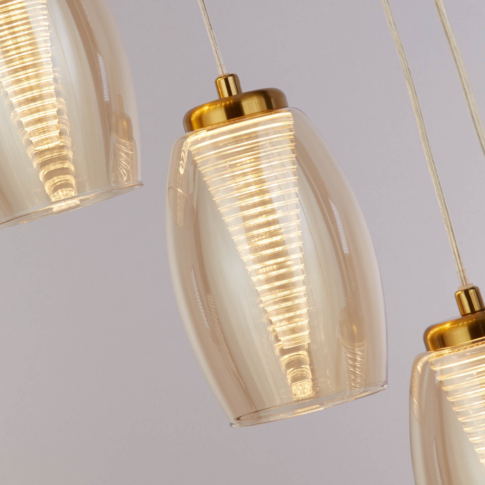 Cyclone Multi-Drop Pendant- Metal & Glass 12 / Bronze and Champagne Glass