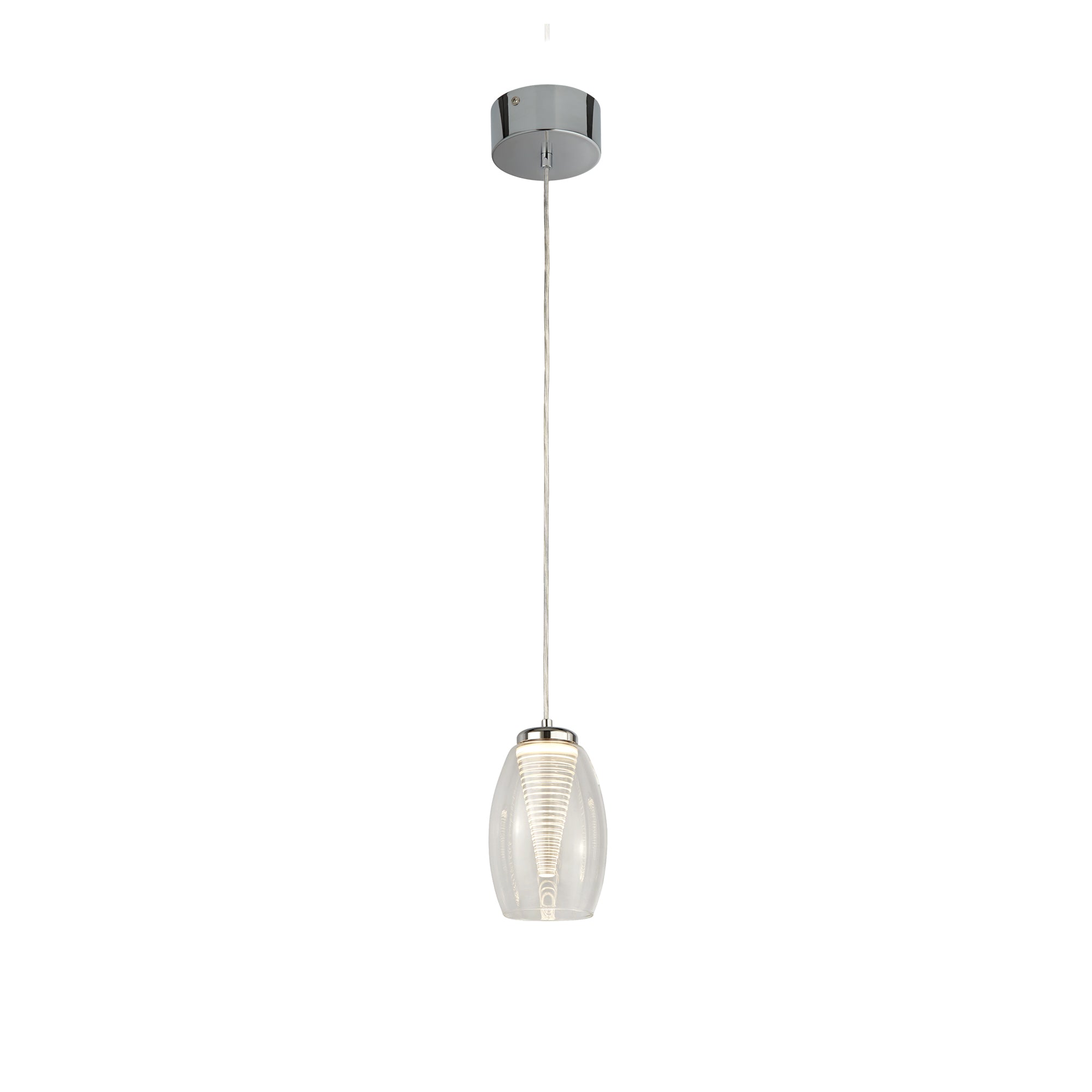 Cyclone Pendant - Metal & Glass Chrome and Clear Glass