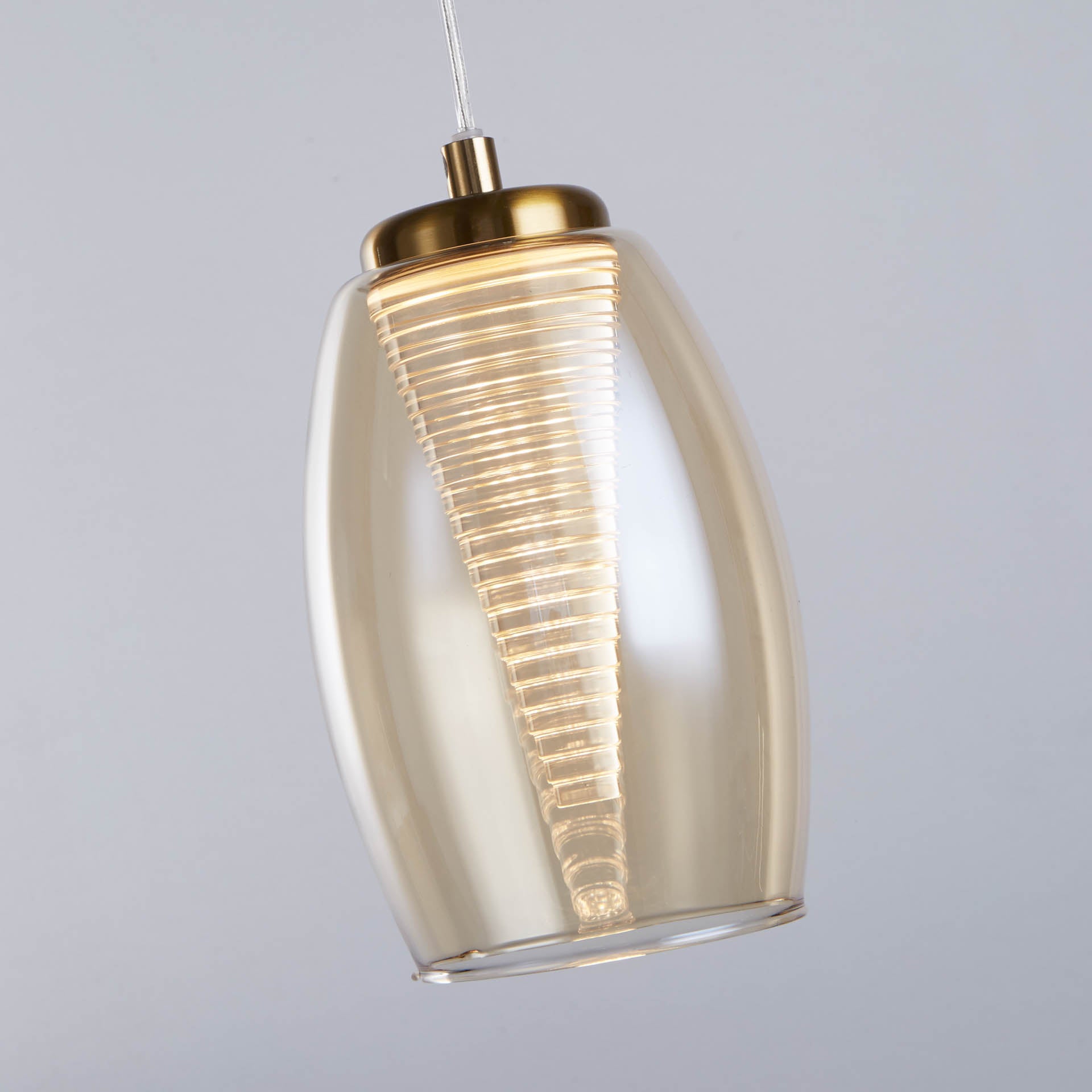 Cyclone Pendant - Metal & Glass Bronze and Champagne Glass