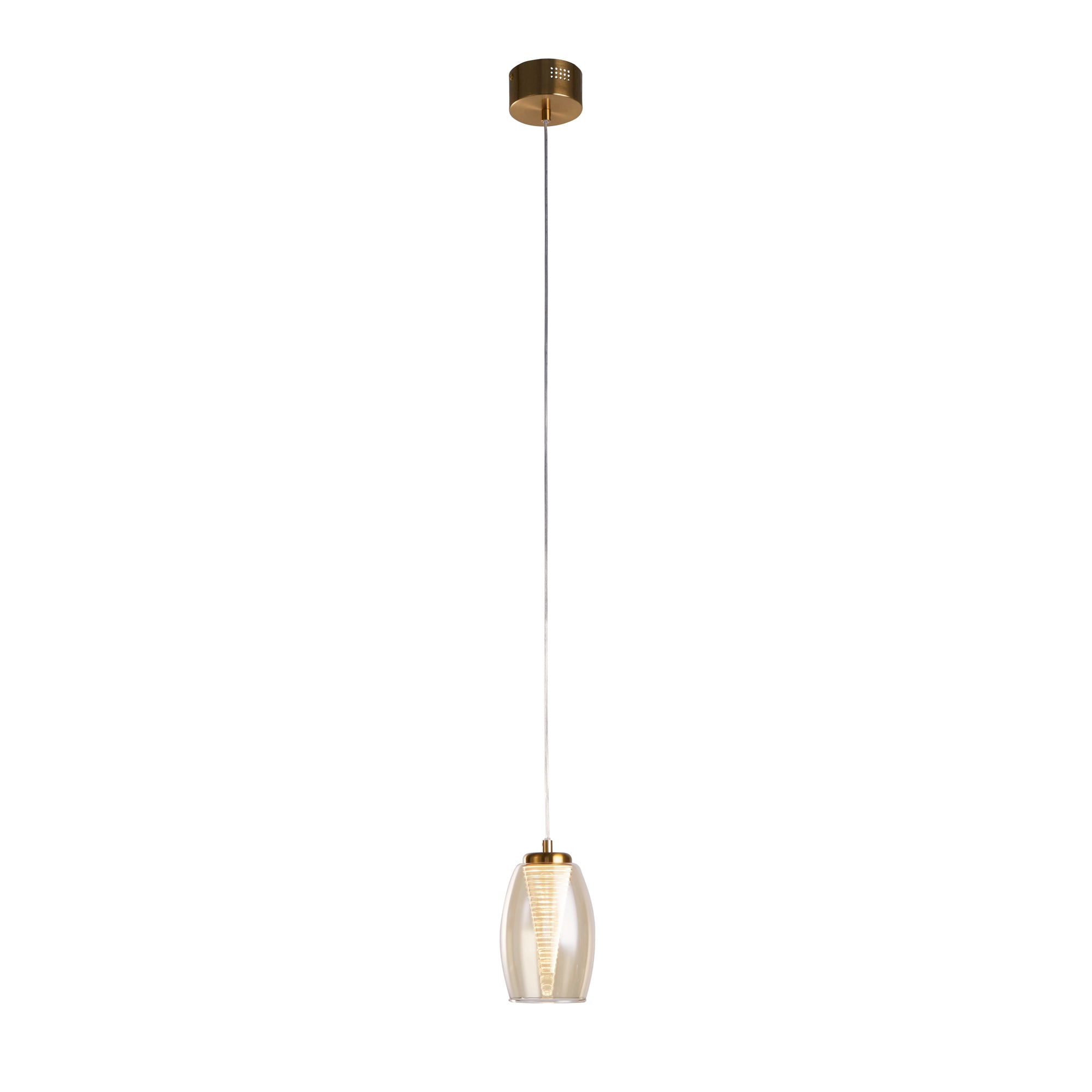 Cyclone Pendant - Metal & Glass Bronze and Champagne Glass