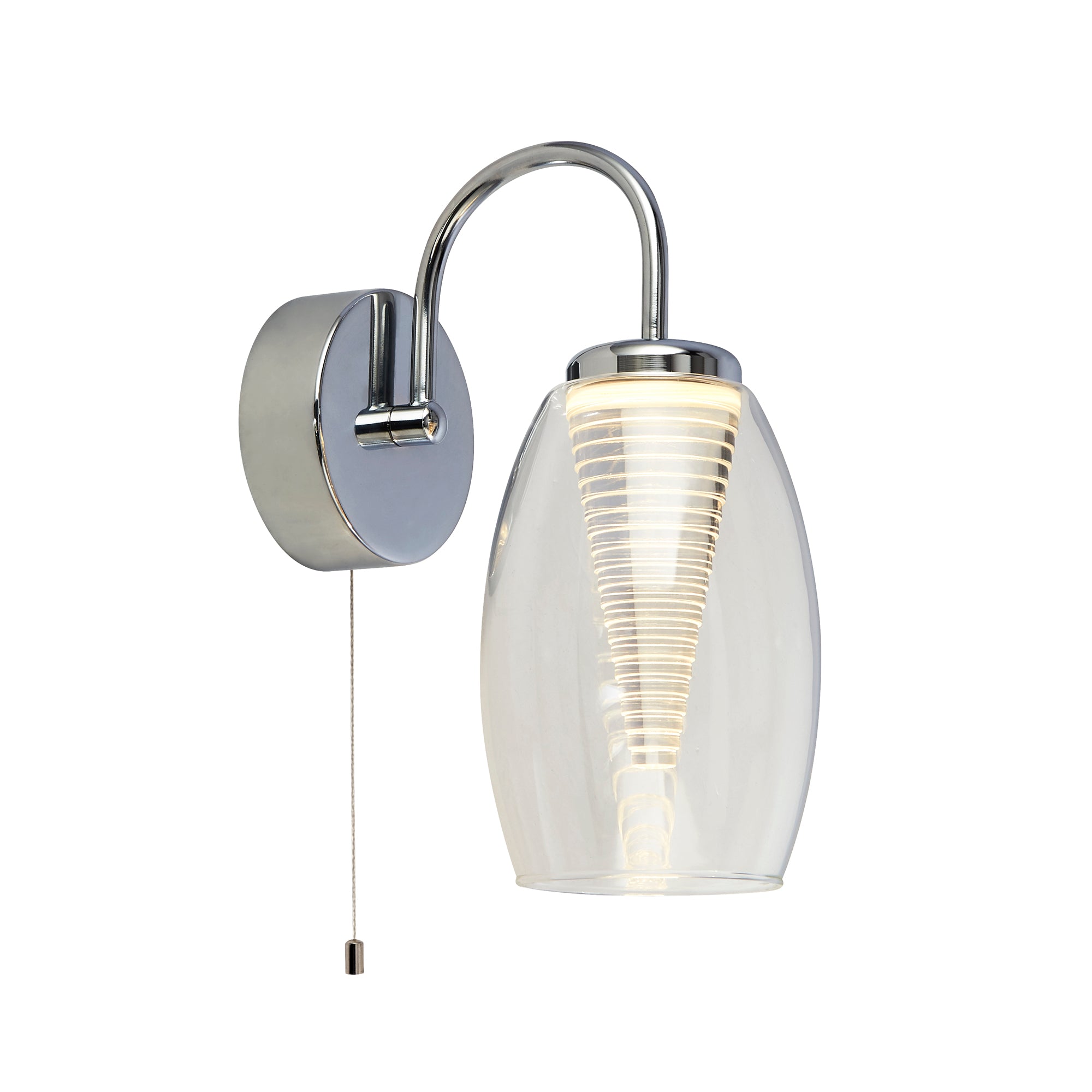 Cyclone Wall Light - Metal & Glass Chrome and Clear Glass